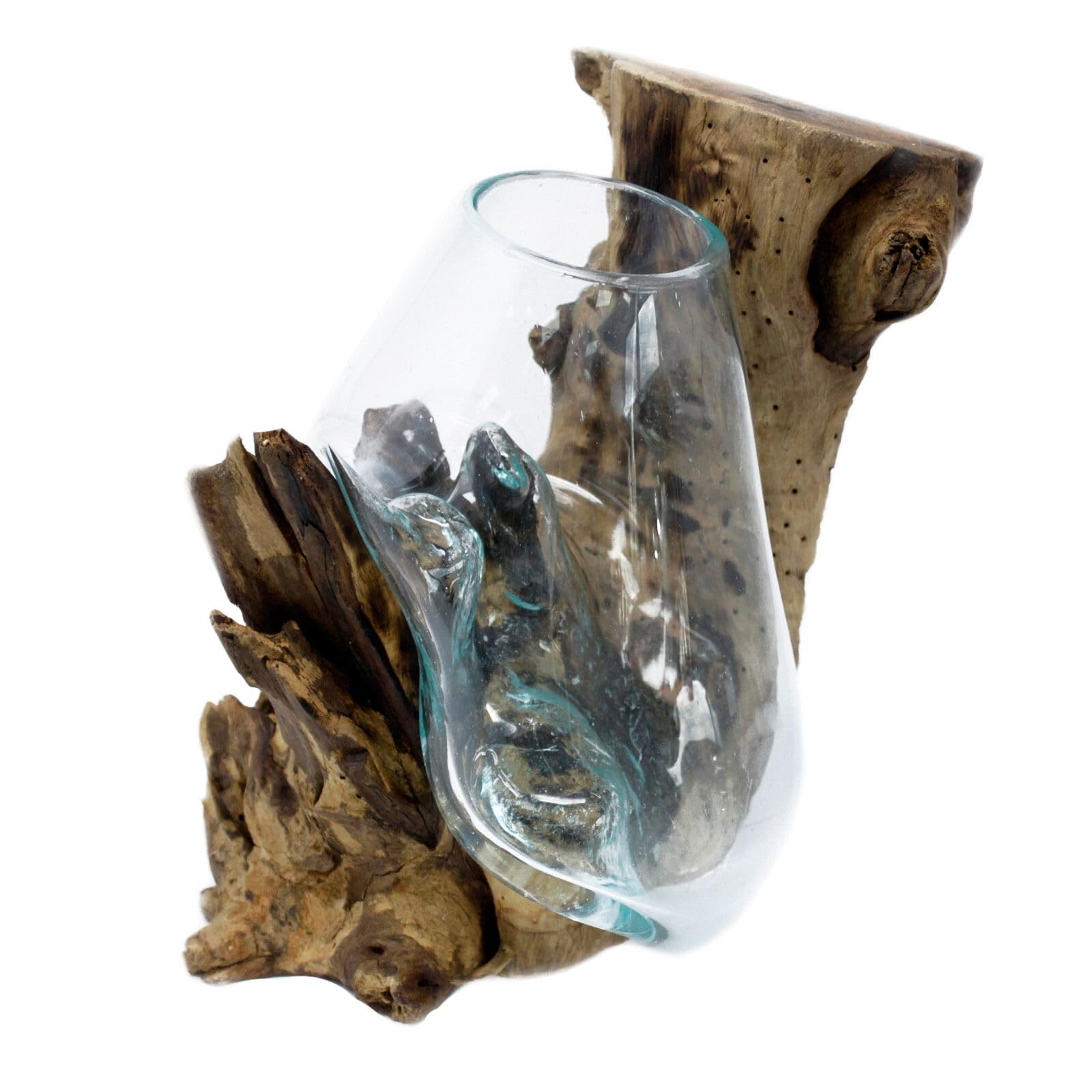 Ancient Wisdom Molten Glass on Wood - Hanging Bowl