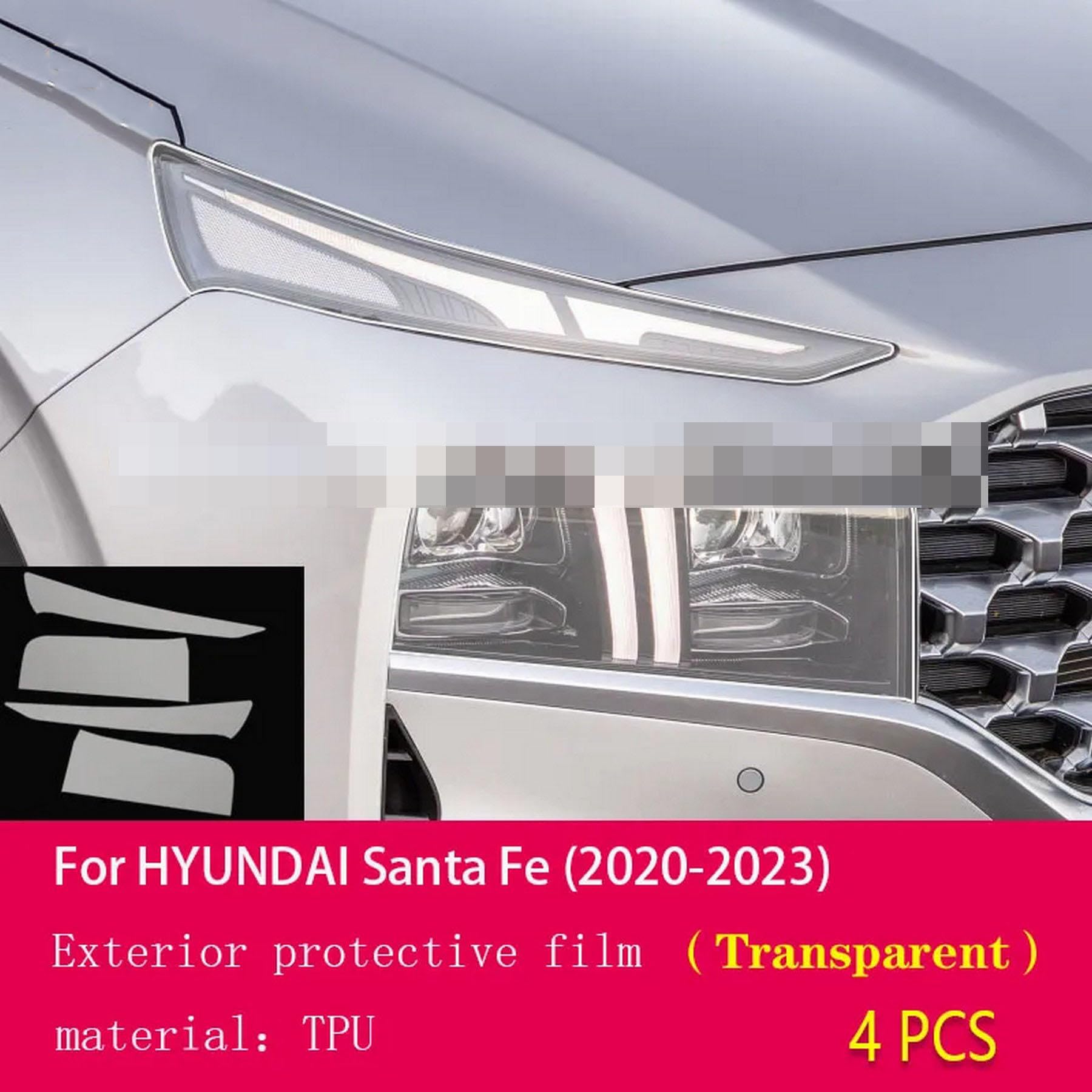 Samochodowa folia zewnętrzna TPU PPF Reflektory Folia ochronna Anti scratch Naprawa membrany Przyciemniony reflektor, dla Hyundai Santa Fe 2020-2023