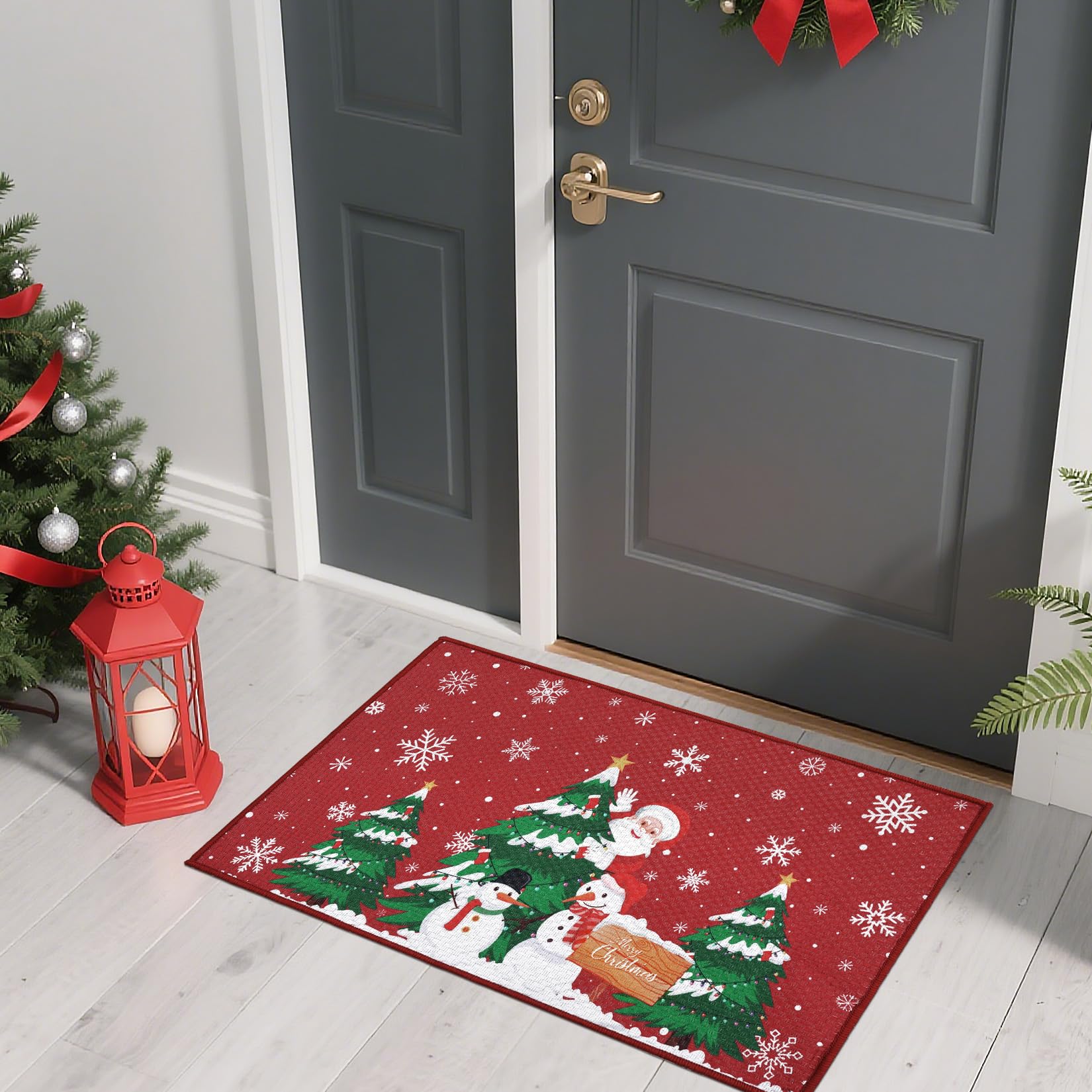 Zstar Felpudo Navideño Decorativo Antideslizante – 40x60cm – Rojo