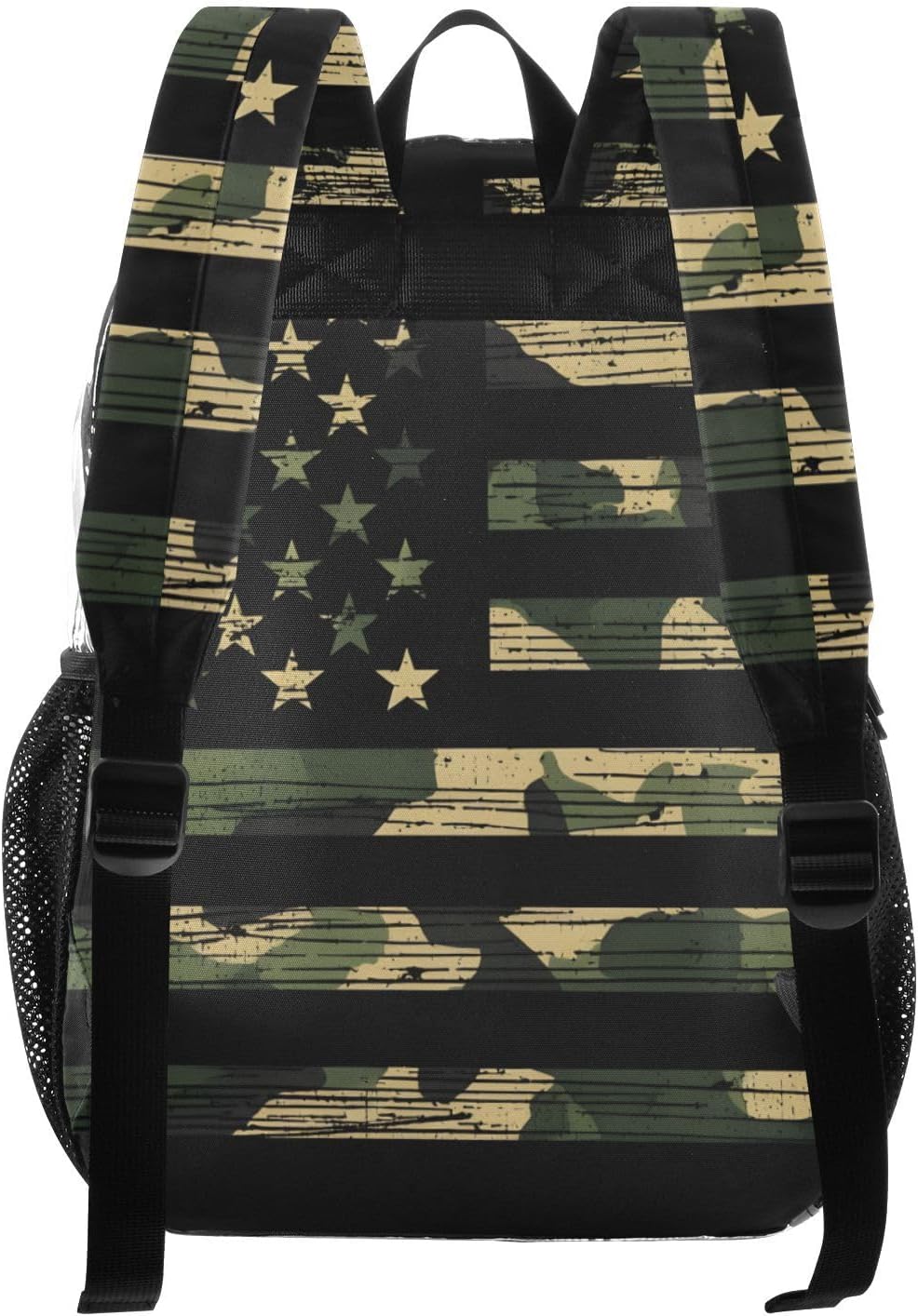 panksolu American Flag Green Camo Camouflage Clear Backpack Women Men PVC Transparent Backpacks Heavy Duty See Clear Through School Bookbag Travel Bag Daypack for Kids,Boys,Girls,School