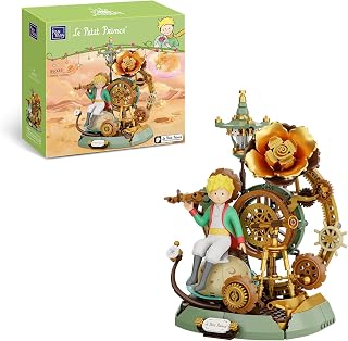 PANTASY The Little Prince – Starry Journey Building Set, Vintage Mechanical Pocket Watch-Inspired Model with Gears, Telescope & Golden Rose, Collectible Display Toy with Exclusive Prince Figure