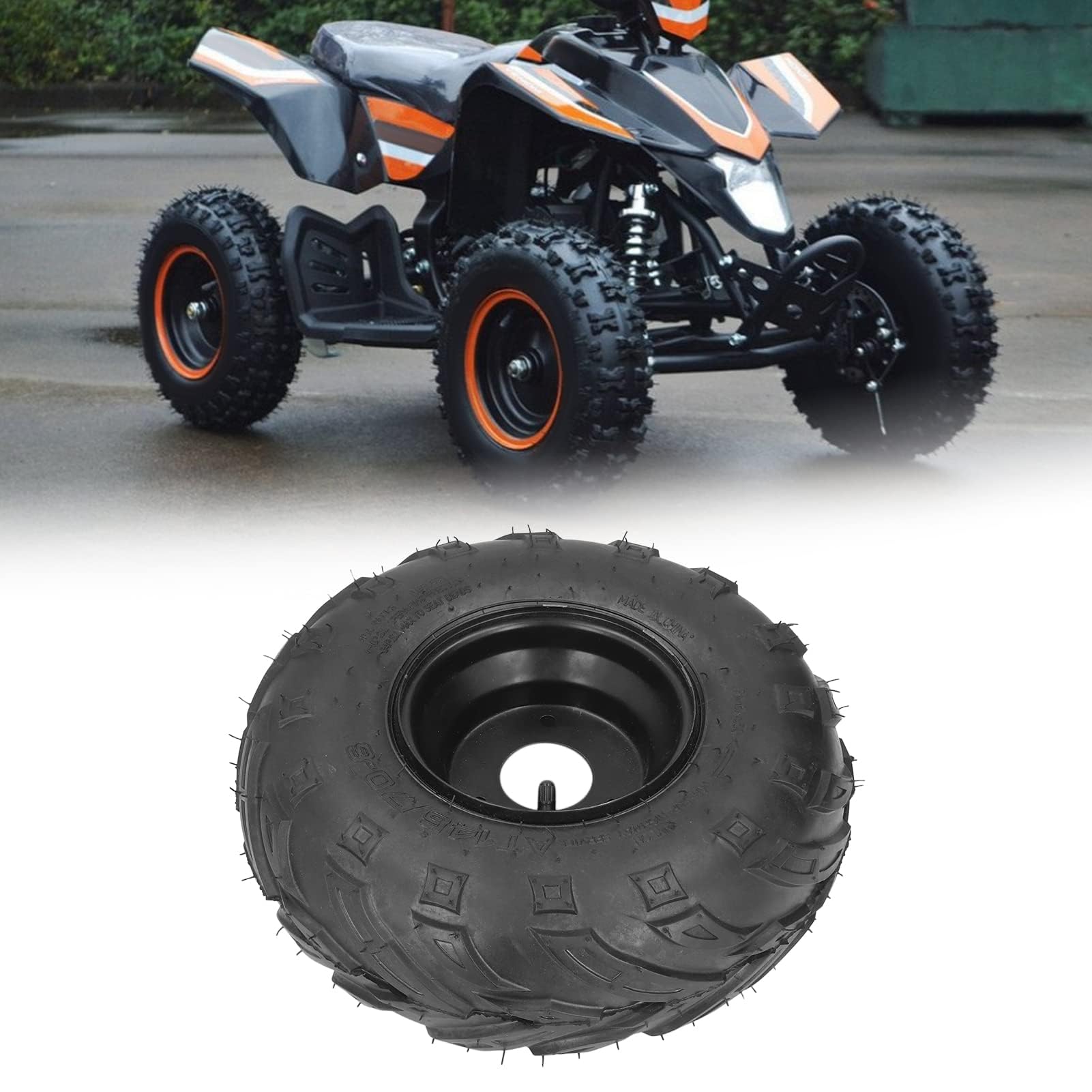 Pneumatico Tubeless 145/70-6 con Cerchio in Gomma da 6 Pollici Universale per Go Kart UTV Quad Bike (Headerbs)