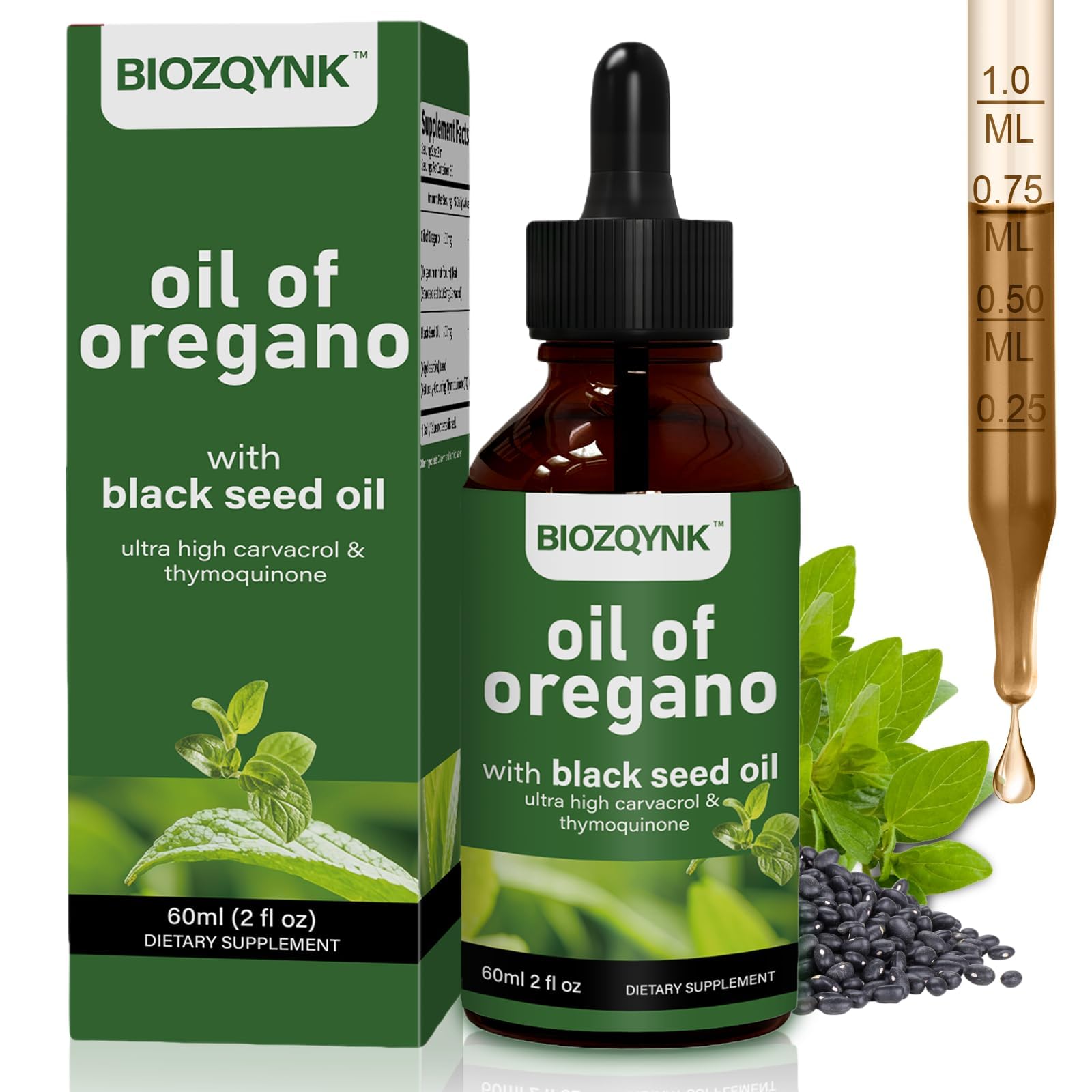 Oil of Oregano Drops with Black Seed Oil, high Carvacrol & Thymoquinone