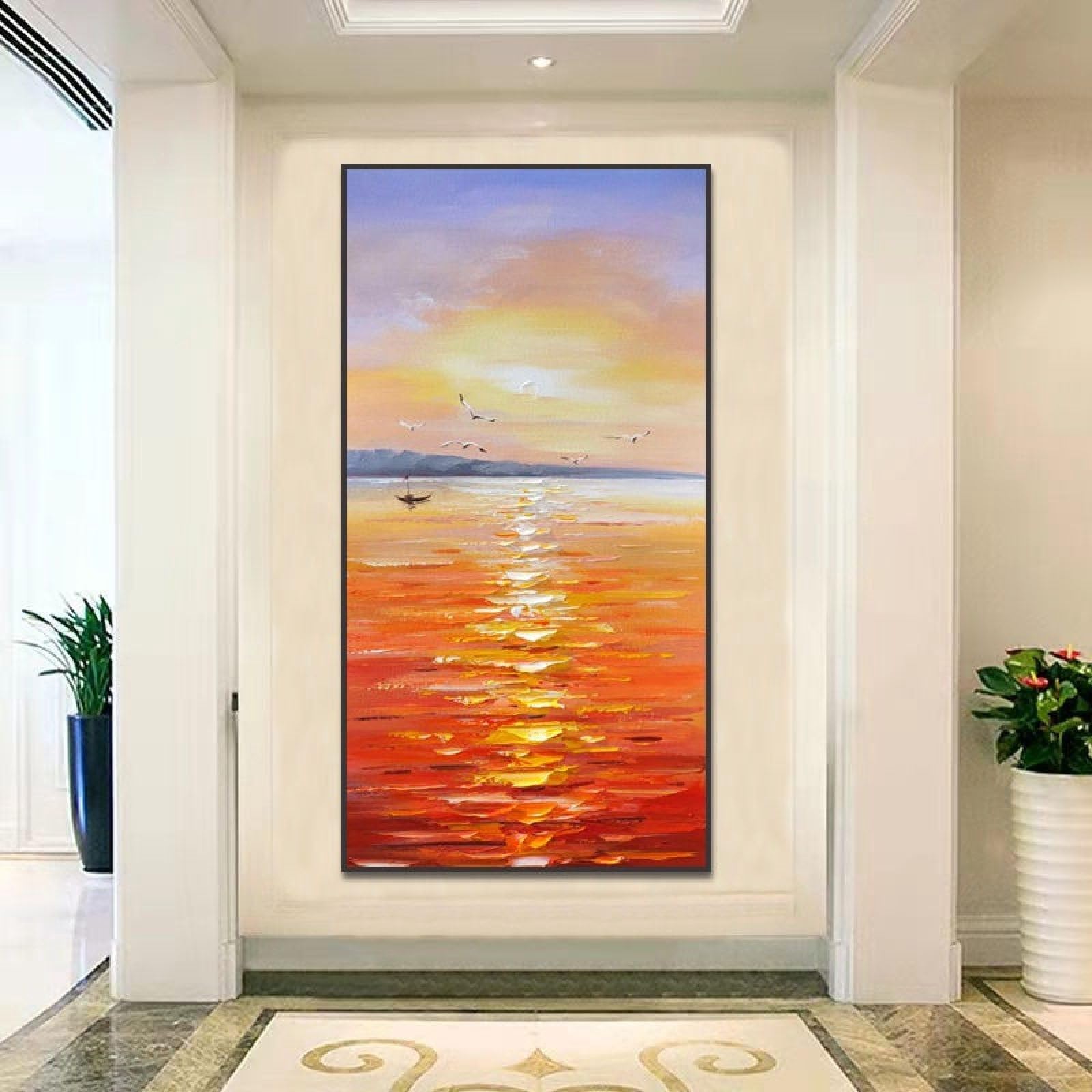 Peinture à l'huile lever du soleil pour décoration salon et bureau
