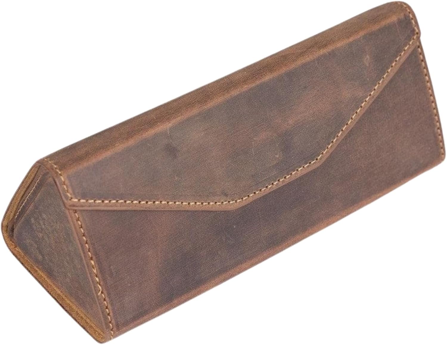 Egypt Triangle Design Leather Eyeglass Case - Foldable Magnetic Closure Protection for Optical Glasses & Sunglasses