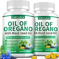 Oil of Oregano with Black Seed Oil Capsules - Ultra High Carvacrol & Thymoquinone, Natural Immune Support & Gut Health Supplement, Non-GMO, Gluten-Free, 400 Capsules Total(2 Pack)