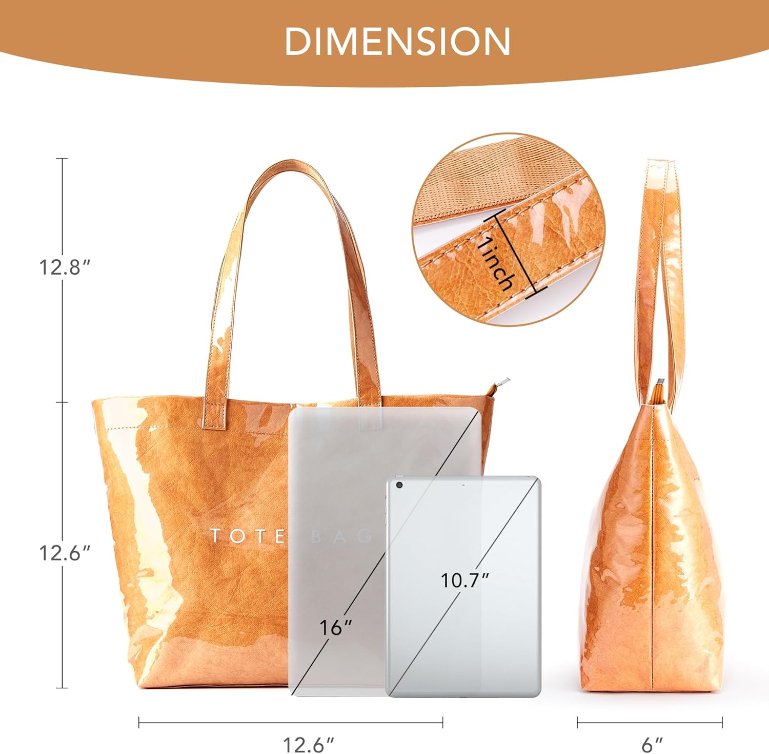KALIDI PVC Zipper Tote Bag, Jelly Kraft Paper Beach Bag Large Hobo Carry All Travel Shopping Handbag Plastic Shoulder Bag - Image 5