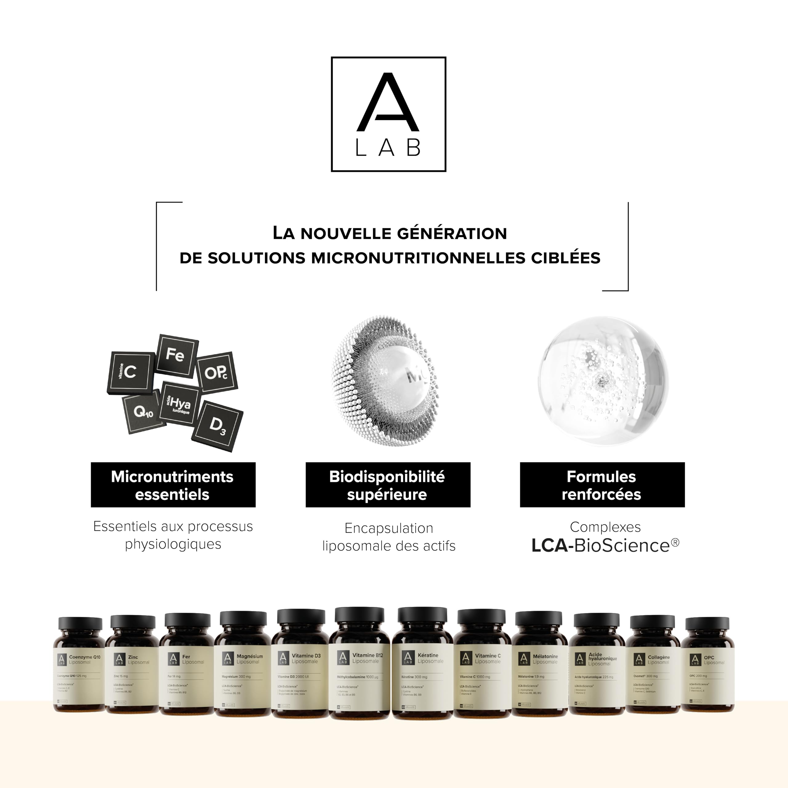 Keratine Liposomale 300mg - Cheveux, Ongles, Peau - Biotine, Vitamine B6, L-Cystine - A-Lab - 1 à 3 Gélules Par Jour