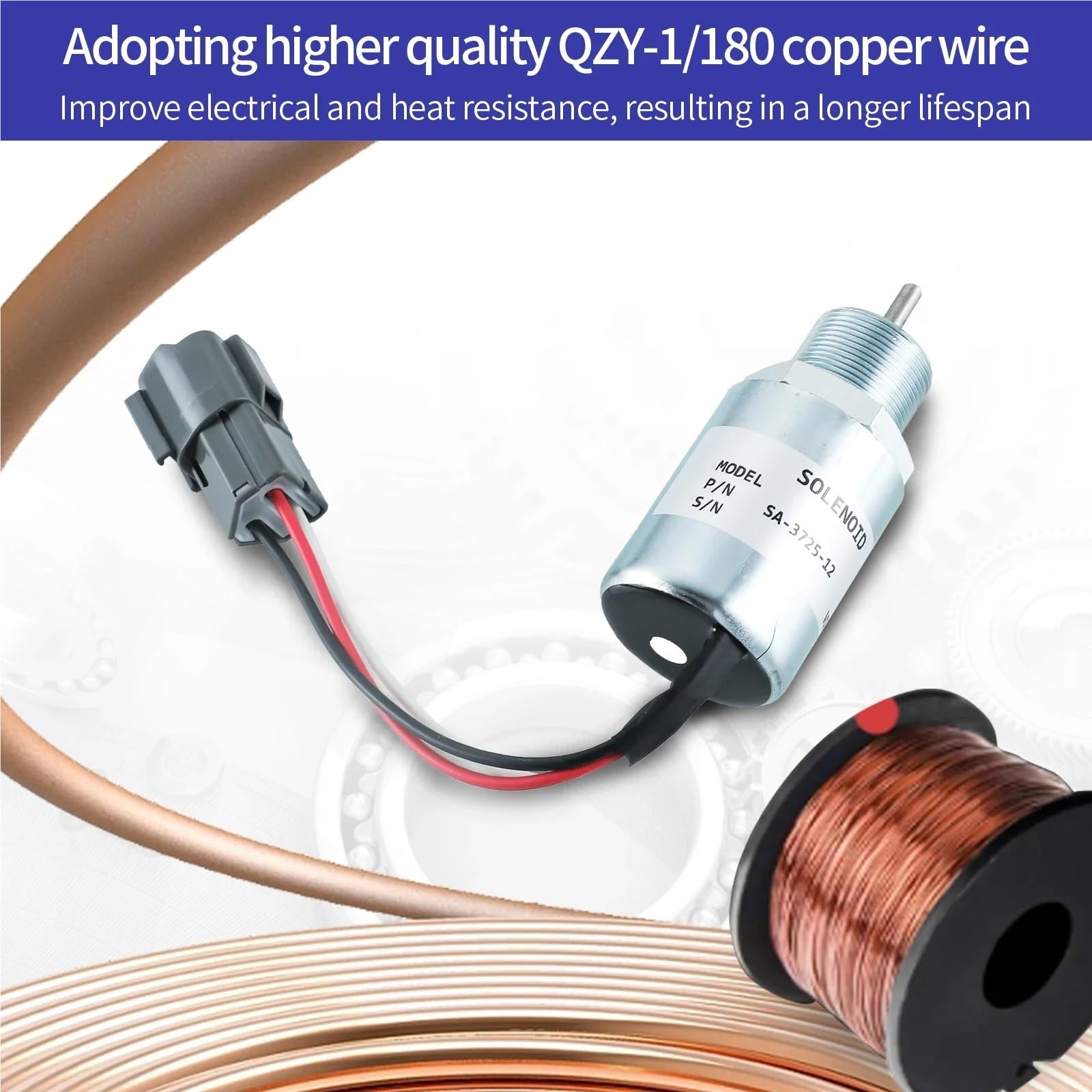 Solenoide de corte de combustible Solenoide de corte de combustible SA-3725-12 30A87-20402 Compatible con Mitsubishi y Volvo. Compatible con tractores Mahindra Max 28.
