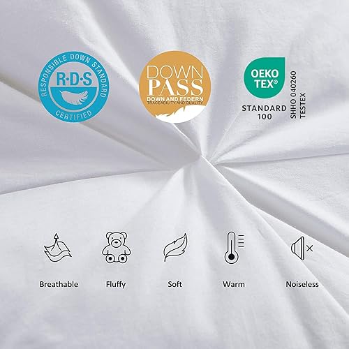 Miniatura 5 de Lujoso edredón de plumón de ganso para todas las estaciones exquisito diseño plisado 1200 hilos 100 algodón egipcio que no deja salir las plumas 750