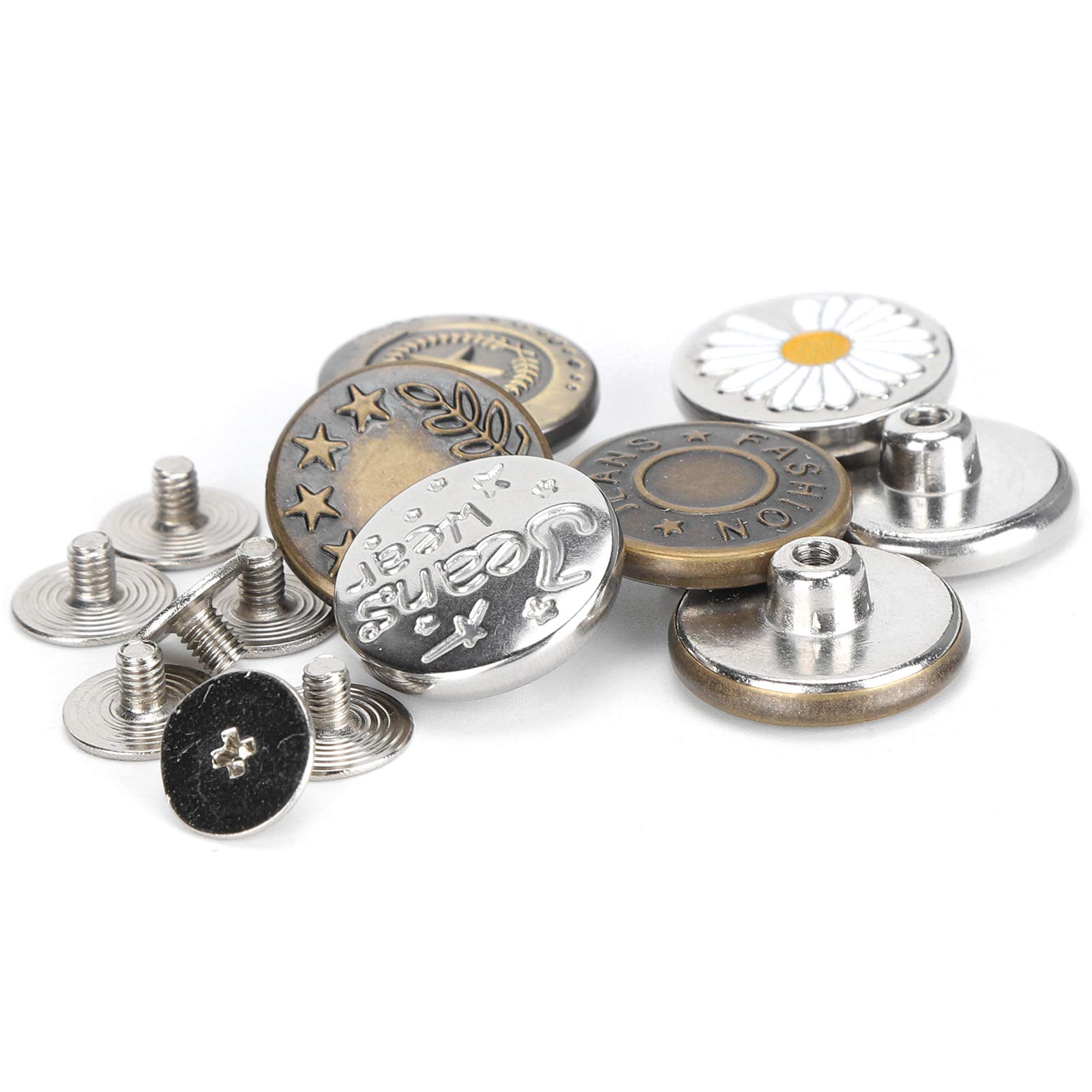 Jeans Button Replacement Kit, No Nails, No Sewing, Flexible Waist Craft Tool, Jeans Button Pins, No Sewing, No Tools Needed, Momentary Jeans Button Pins for Pants,Buttoneer