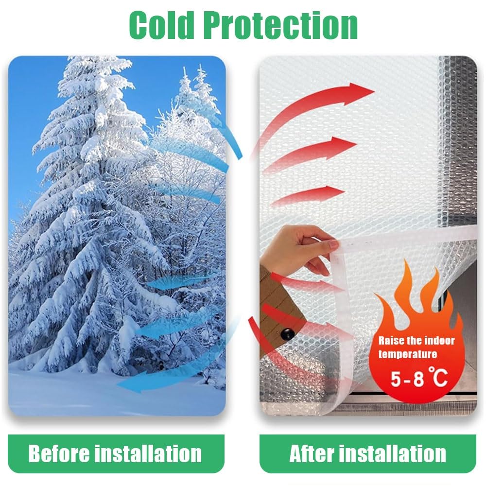 Kit Di Isolamento Termico Per Finestre 120/150/180cm Pellicola Isolante In Plastica Per Finestre Per L'inverno, Tende Termiche Isolanti Riutilizzabili(150x180cm/59x71in)