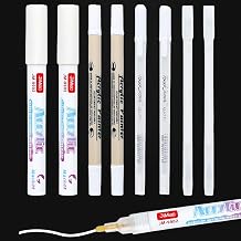 White Gel Pen, 8Pcs White Ink Pens, 0.6/0.8/1/2mm Line Drawing Pen | for Artists, Highlight Rollerball Pen for Black Paper, Drawing, Journaling, Sketching, Card Making & Crafting