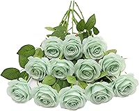 Vista 43 de LVEFIT Ramo de rosas artificiales de seda con tallo largo, para bodas, despedidas de soltera, fiestas, decoración del hogar