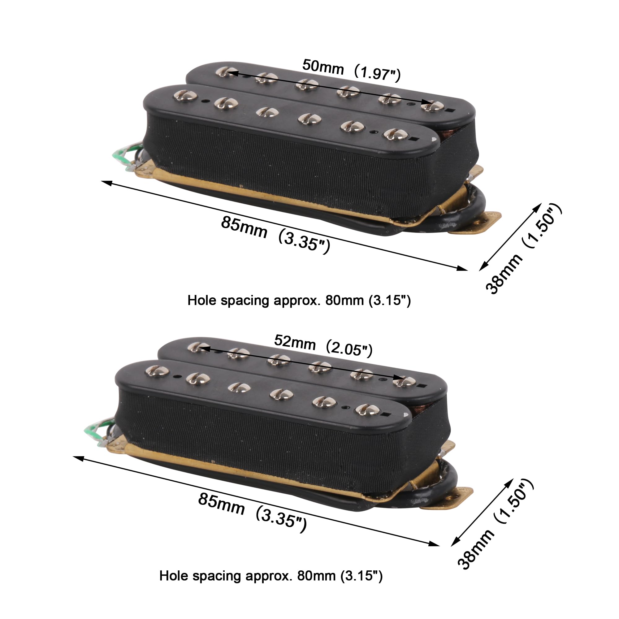 Yibuy 2 Pz Pickup Chitarra Elettrica 4.2k/4.3k ohm 50/52mm per Punk Hard Rock Nero