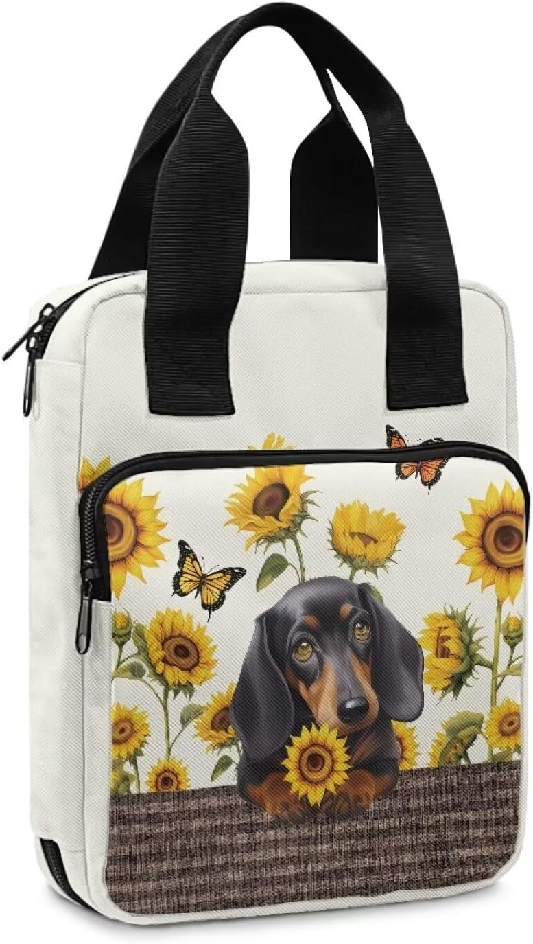 Xoenoiee Dachshund Dog Print Bible Cover Tote Bag with Bookmark