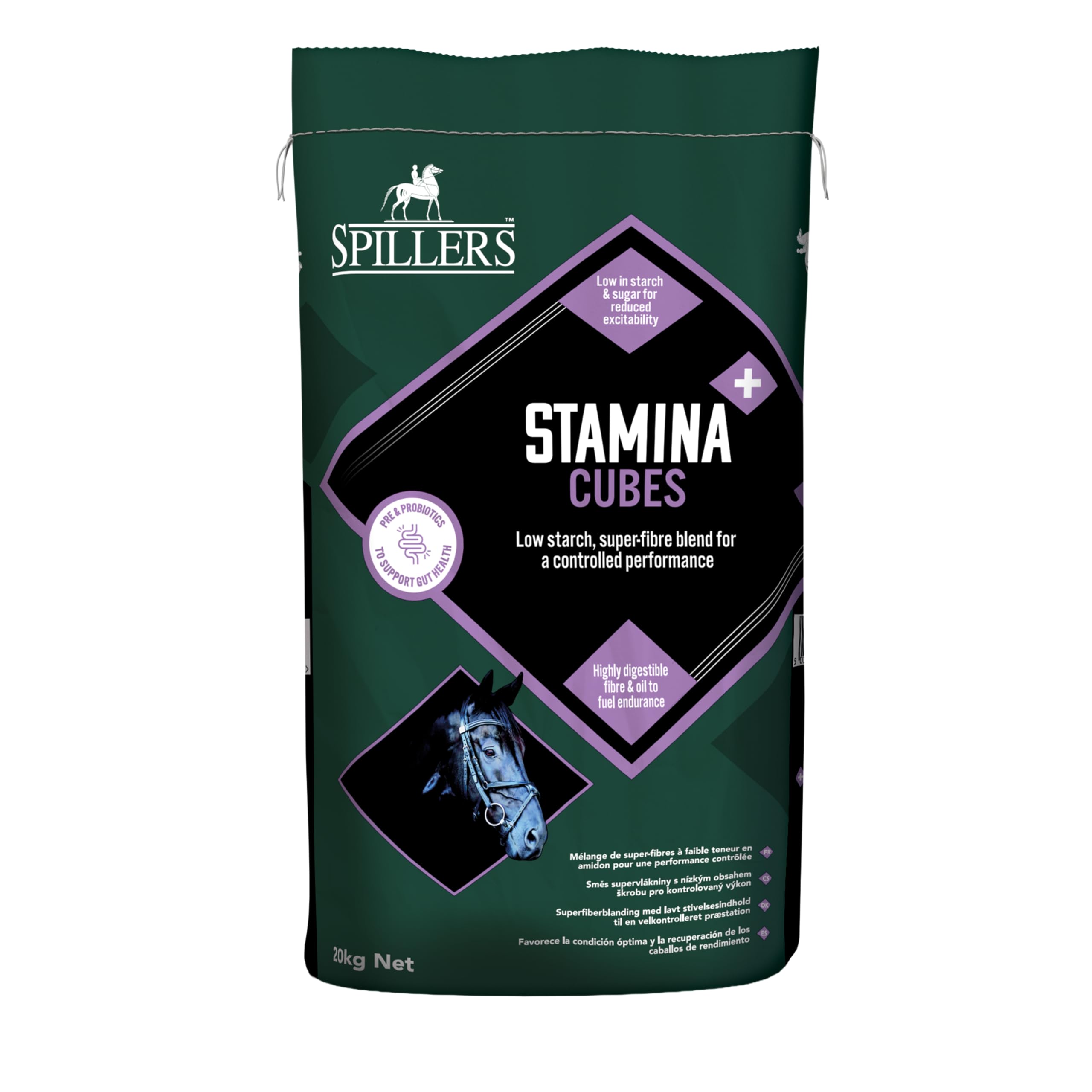 SPILLERS Stamina+ Cubes Horse Feed 20KG - Horse Food for Endurance and Performance - High in Fibre for Stamina - Supports Immune and Muscle Health and Athletic Performance