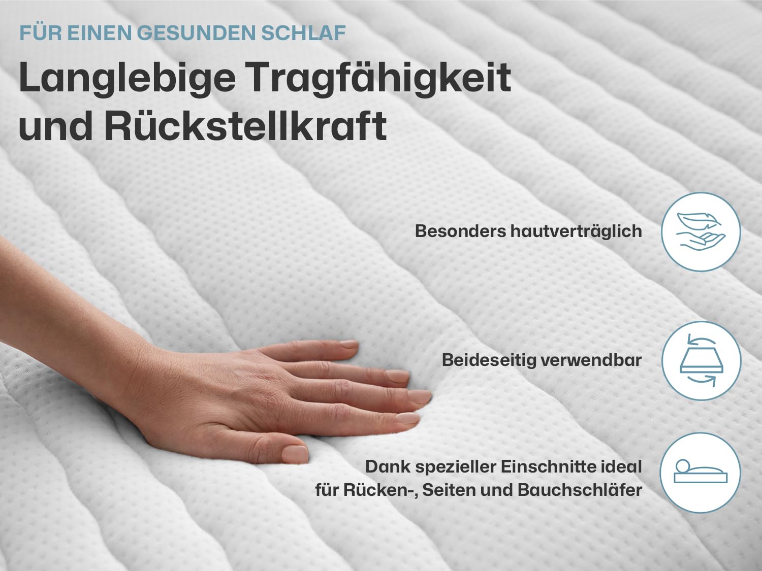 Ravensberger Matratzen Komfort-SAN® Härtegrad H2 (RG 50) 90 x 200 cm mit Baumwollbezug