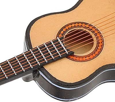 Single Guitar Model, Wooden Lifelike Miniature Guitar Ornament With Hanging Lanyard For Christmas Tree And Home Decoration