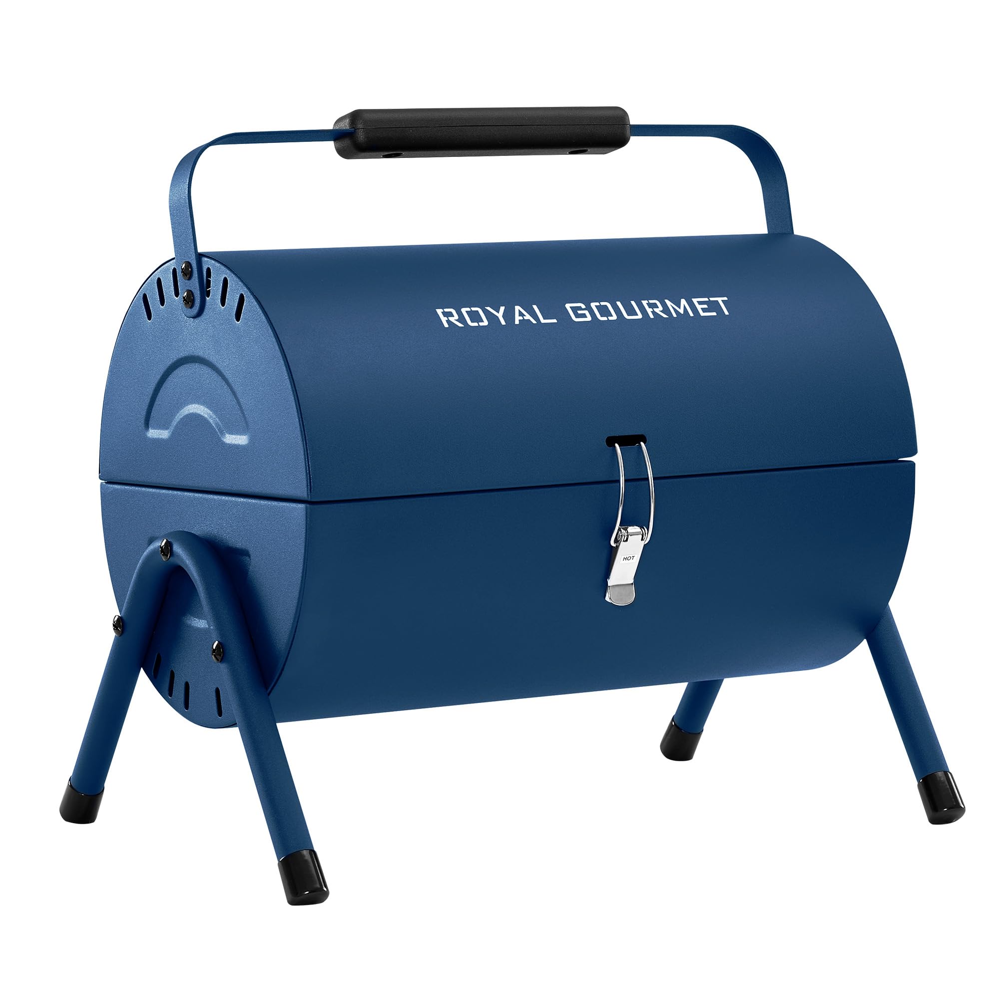 Royal Gourmet CC1015B Portable Charcoal Grill, 147 Sq. In. Cooking Area, with Four Air Vents, Lid Latch Buckle, Lid Handle, for Outdoor Backyard, Patio Parties and Picnics, Blue
