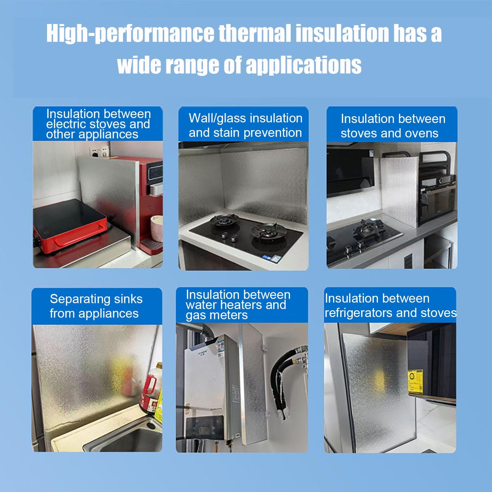 Placa de protección térmica ignífuga autoadhesiva para estufa, horno, nevera, protector magnético de pared (16 x 12 pulgadas), resistente a altas temperaturas, accesorio de seguridad para la cocina