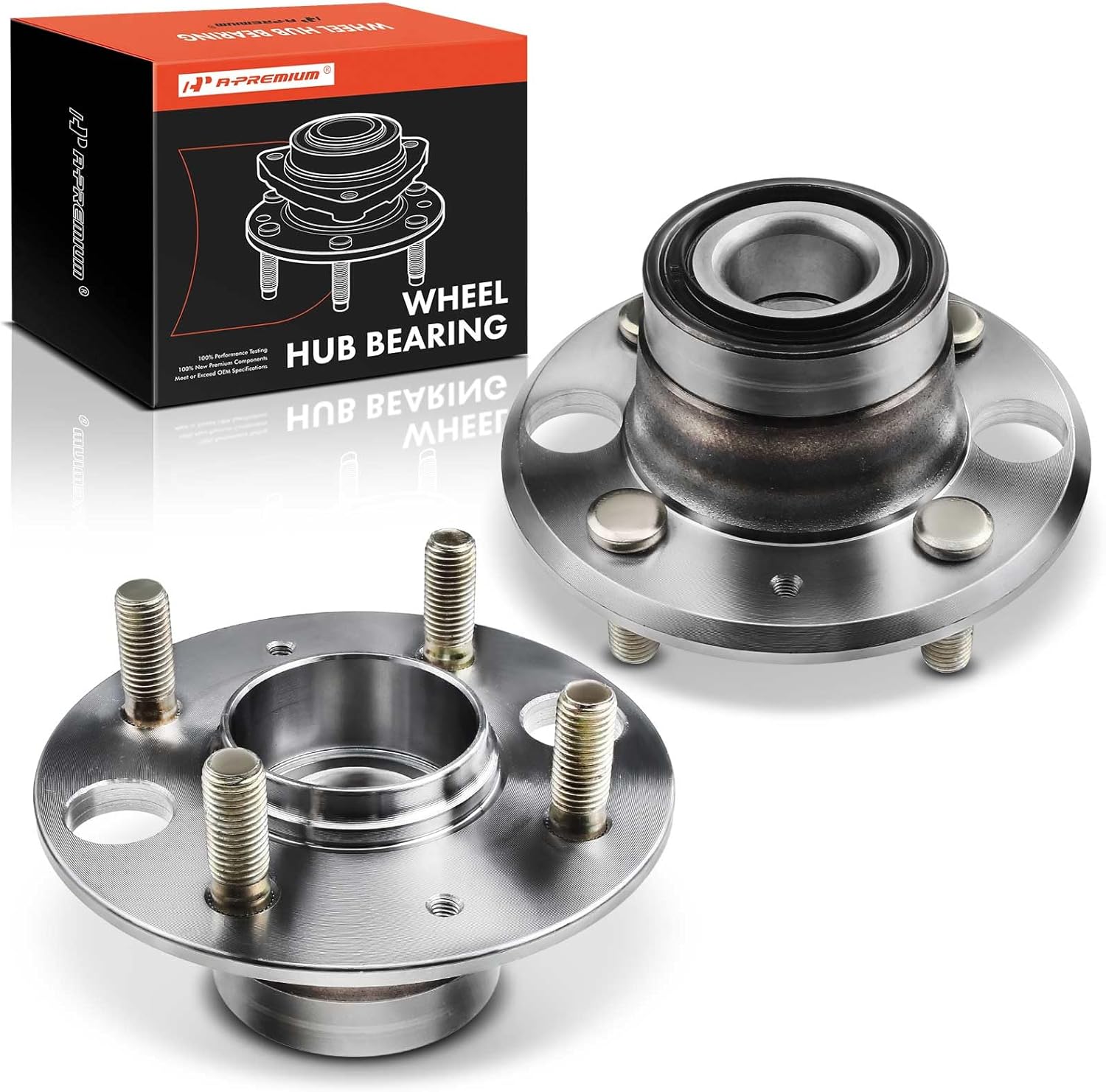 A-Premium 2 x Rear Wheel Bearing and Hub Assembly with 4-Lug Compatible with Honda Civic 1992-1995/1999-2000, Civic del Sol 1993-1997 & Acura Integra 1994-1997, with Rear Disc