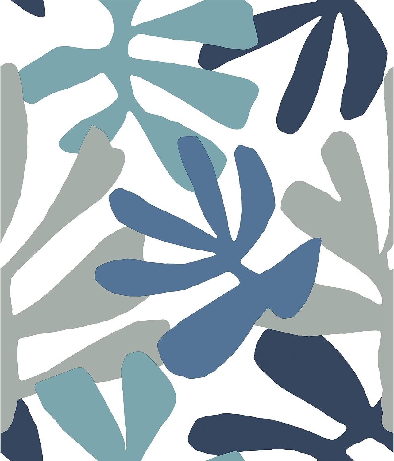 York Wallcoverings PSW1242RL Blue and Gray Kinetic Tropical Premium Peel and Stick Wallpaper