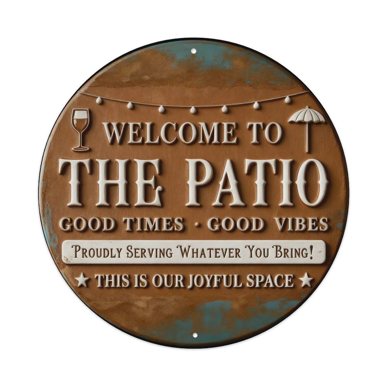 Welcome To The Deck Round Metal Tin Sign Vintage Wall Decor, Bar Garage Cafe Kitchen Home Wall Art Poster 8x8inches