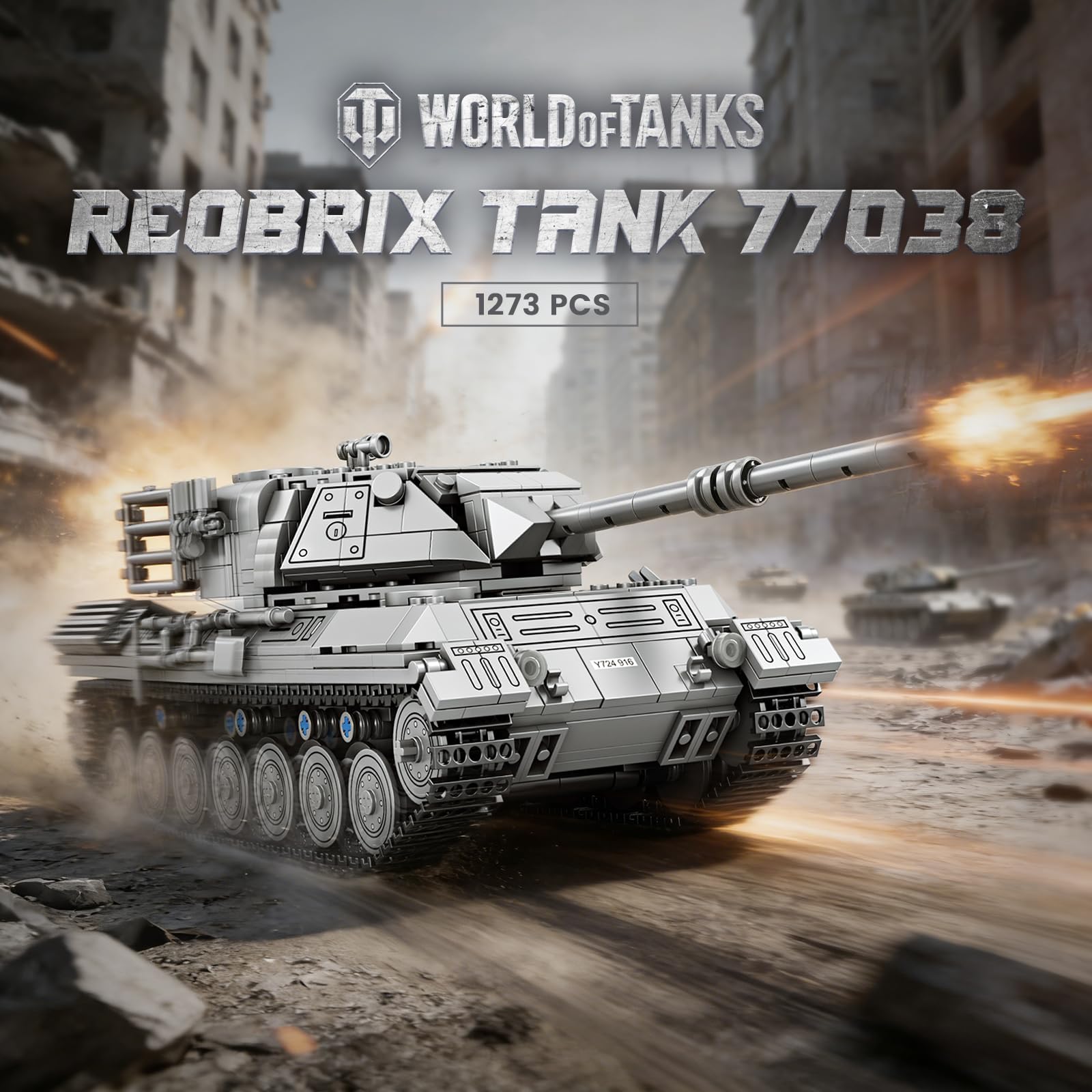 Reobrix Leopard 1 zestaw do budowania czołgów dla dorosłych, licencjonowany model wojskowy 1:26, 1273 szt. wojskowych klocków czołgów z obrotową wieżą, prezent dla dorosłych, chłopców w wieku od 14