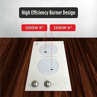 Summit 12 2 Burner Electric Cooktop. 220-240 Volt Radiant Cooktop, ADA Compliant, White- CR2220WHE