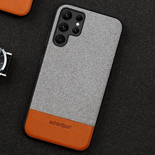 Miniatura 1 de LMEIL Funda de piel de lona para Samsung Galaxy S22 Ultra Note 20 10 S21 FE S20 FE S9 S10 S22 Plus a52s a71 A12 A50 A32 A52 A51 gris para Galaxy S20