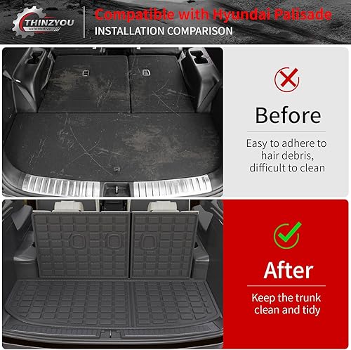 Miniatura 5 de Alfombrillas compatibles con Hyundai Palisade 2020-2024, forro de carga, protector de asiento trasero de elastómero termoplástico, accesorios de 7 y