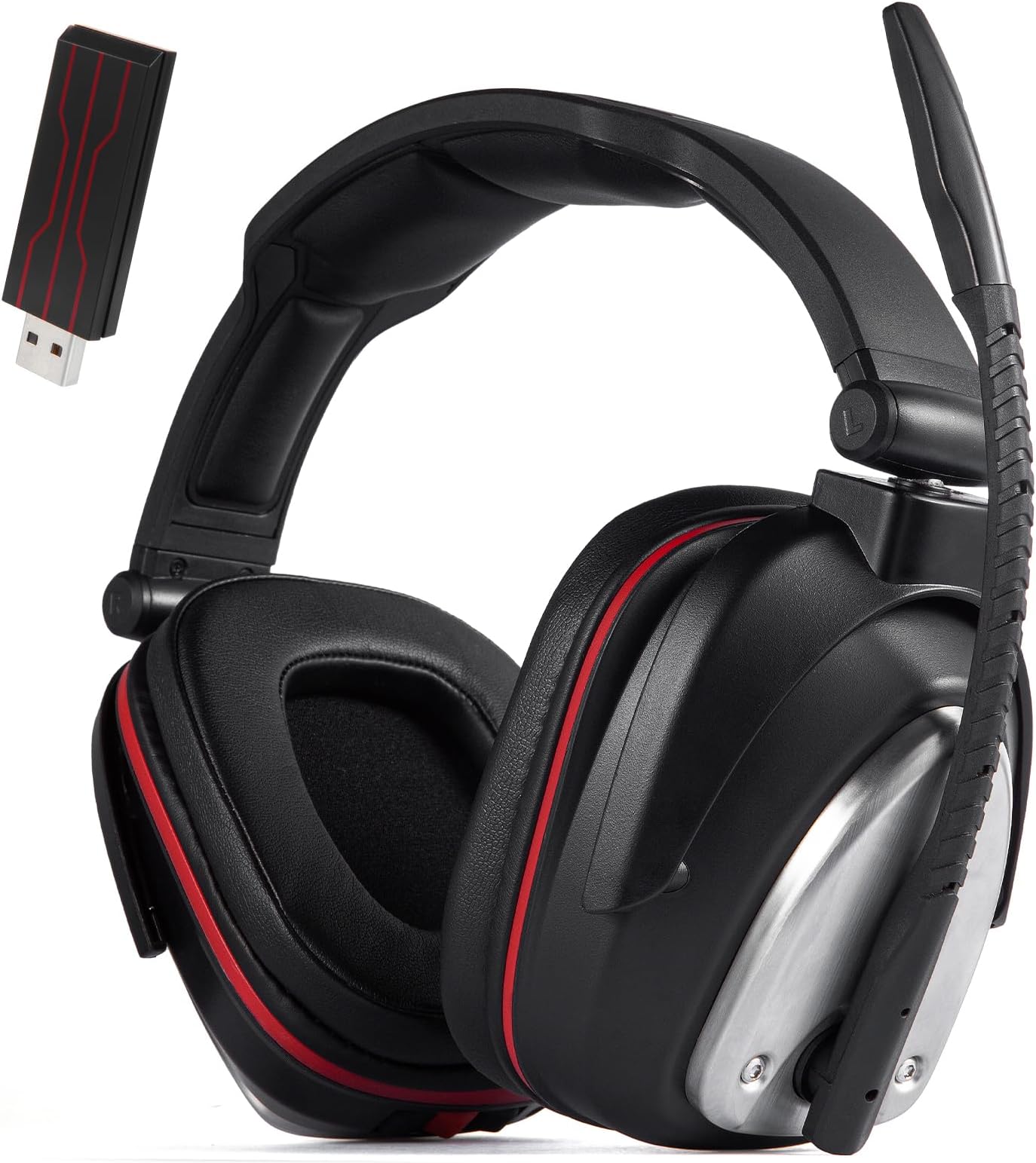 Wireless Gaming Headset Headphones for PS5 PS4 Nintendo Switch PC Computer - 2.4GHz USB Wireless Game Headset Headphones with Detachable Microphone Over Ear