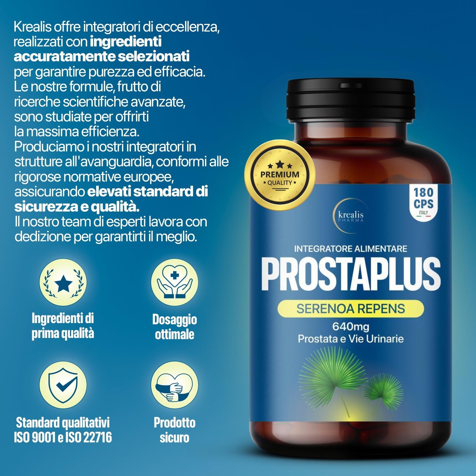 Prostaplus - Serenoa Repens 640mg, 180 Capsule (fino A 6 Mesi Di Trattamento), Saw Palmetto, Prostata Integratore, Formula Potente Con 6 Estratti Mirati Per Il Benessere Completo Dell’uomo