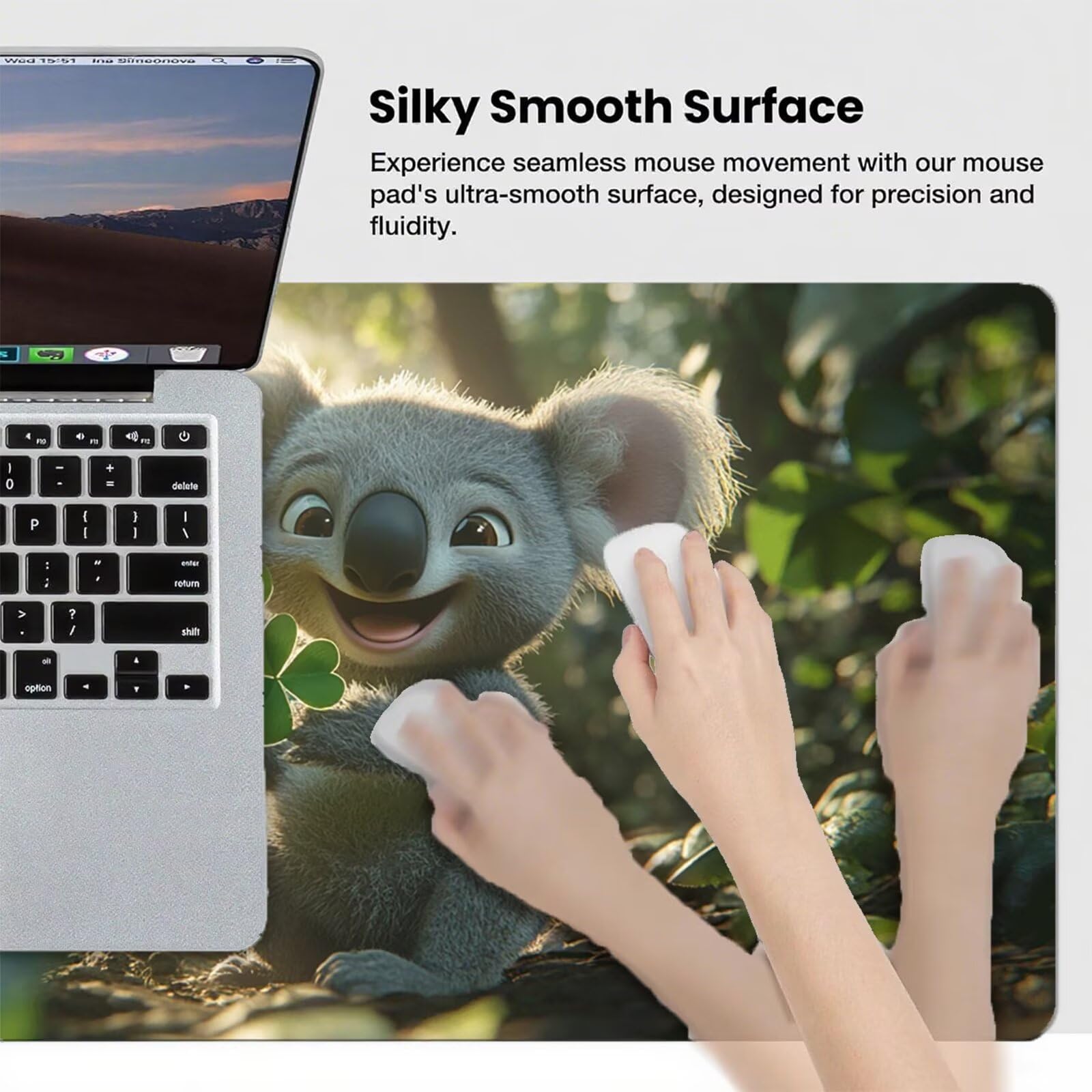 Podkładka pod mysz Koala 1500 x 800 mm leśna podkładka pod mysz duża japońska podkładka pod mysz antypoślizgowa gumowa powierzchnia szwy na krawędziach mata biurkowa do komputera domowego biura