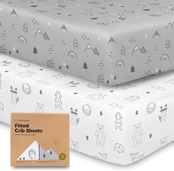 2Pack Organic Crib Sheets for Boys, Girls Jersey Fitted Crib Sheet