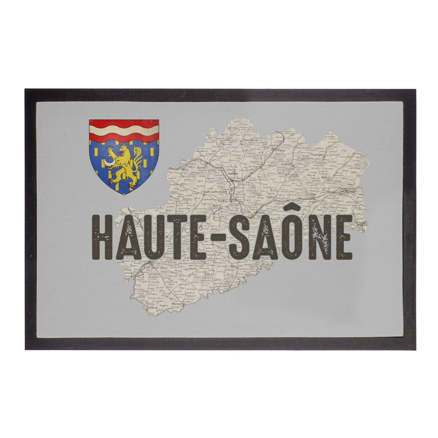 Paillasson Gris Haute Saône 70 Empêche la Saleté Carte Bourgogne 60x40cm