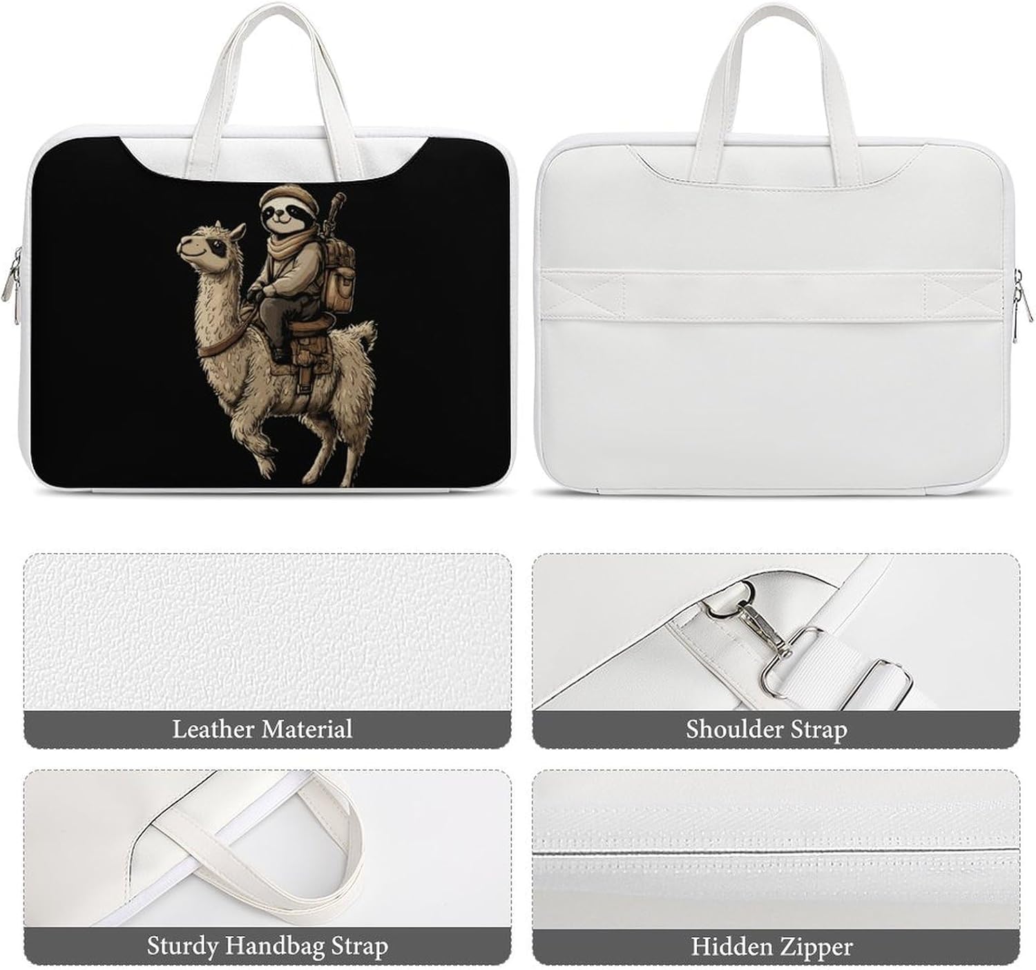 Sloth Riding Llama Best Friends Laptop Bag for Women Men Tote Bags Shoulder Handbag Briefcase Business Work