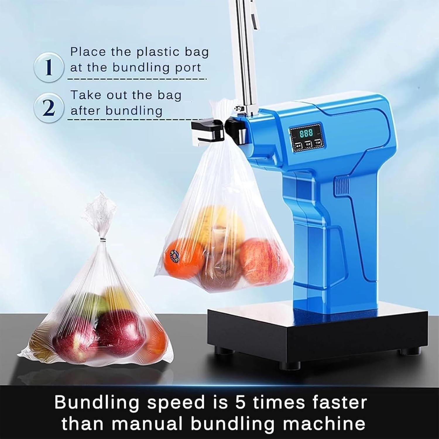 Sigillatrice Automatica per Sacchetti di Plastica A Forma U con Pannello di Controllo, Legatrice Automatica per Sacchetti Plastica E Sigillatrice Ad Alta Efficienza per Supermercati,Verde