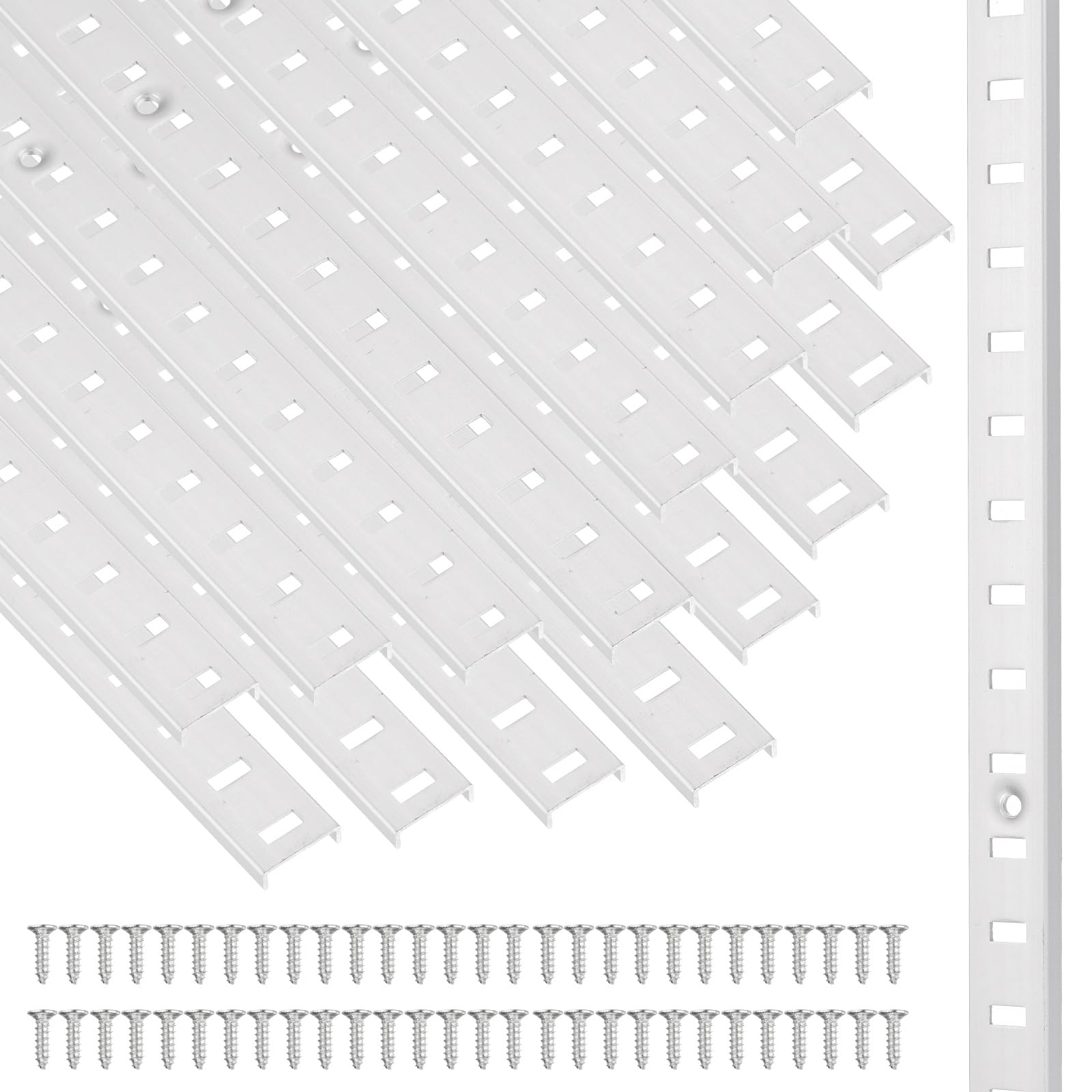 sourcing map 16 Pack Adjustable Shelf Brackets, 35.4 Inch Shelf Track Aluminum Alloy Wall Shelves Standards and Supports for Garage Organization Storage Closet Workshop Bookcases, Silver