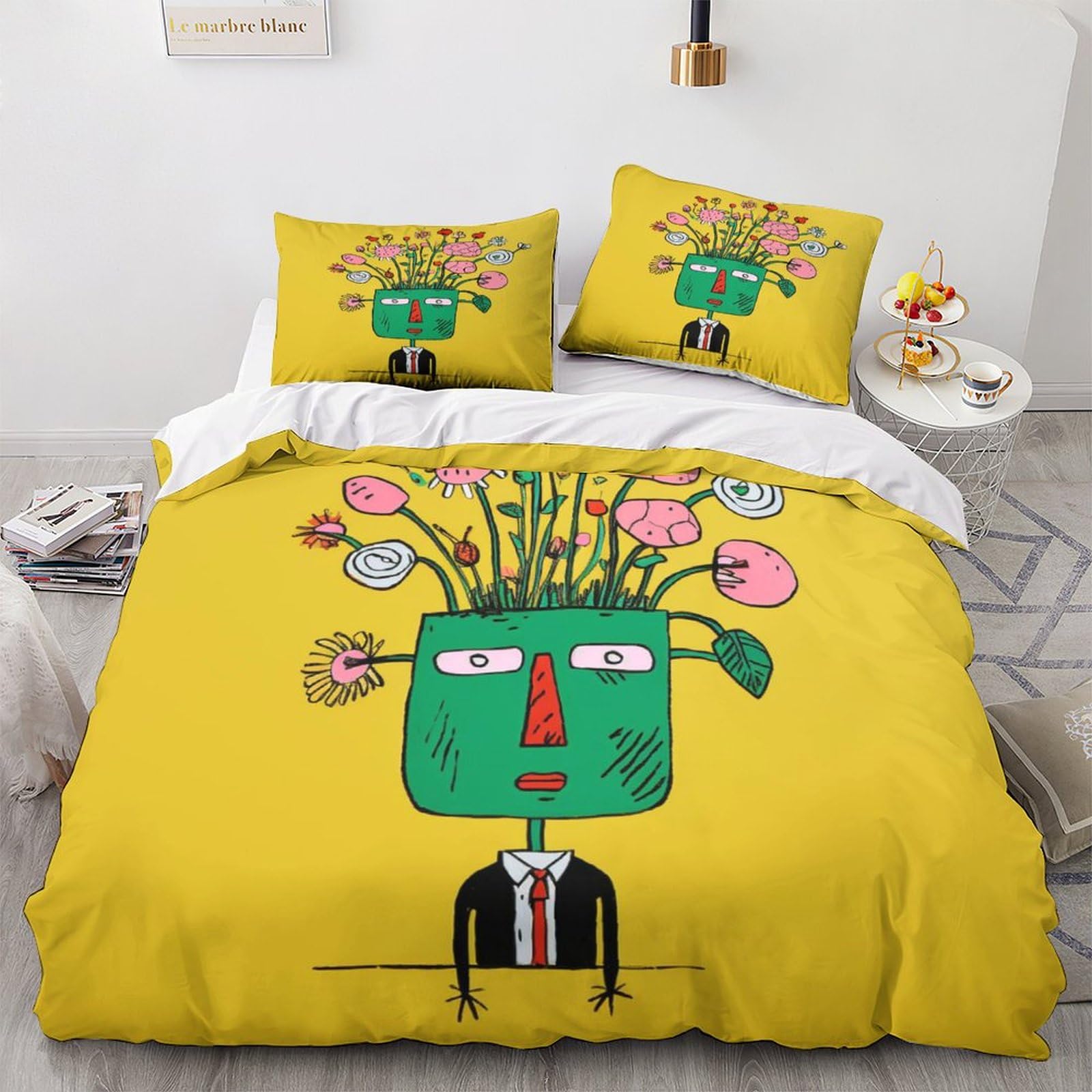 Arte Abstracto 3 Piezas Juego Funda Nordica Cama con Patrón De,Dibujo Abstracto Funda Edredon Microfibra Suave Transpirable Y Fundas De Almohada De,Fundas Nórdicas Microfibra King（220x240cm）