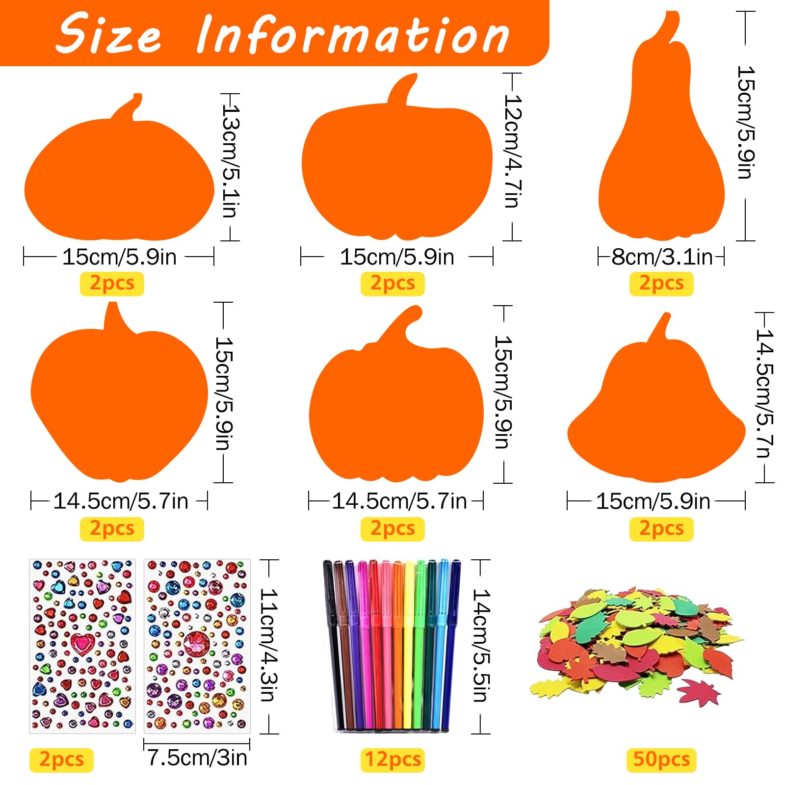 Jusduit Decorazione per Halloween, zucca, Halloween, fai da te per bambini, con 16 schiume e 16 adesivi per il viso di zucca, set fai da te per feste di Halloween