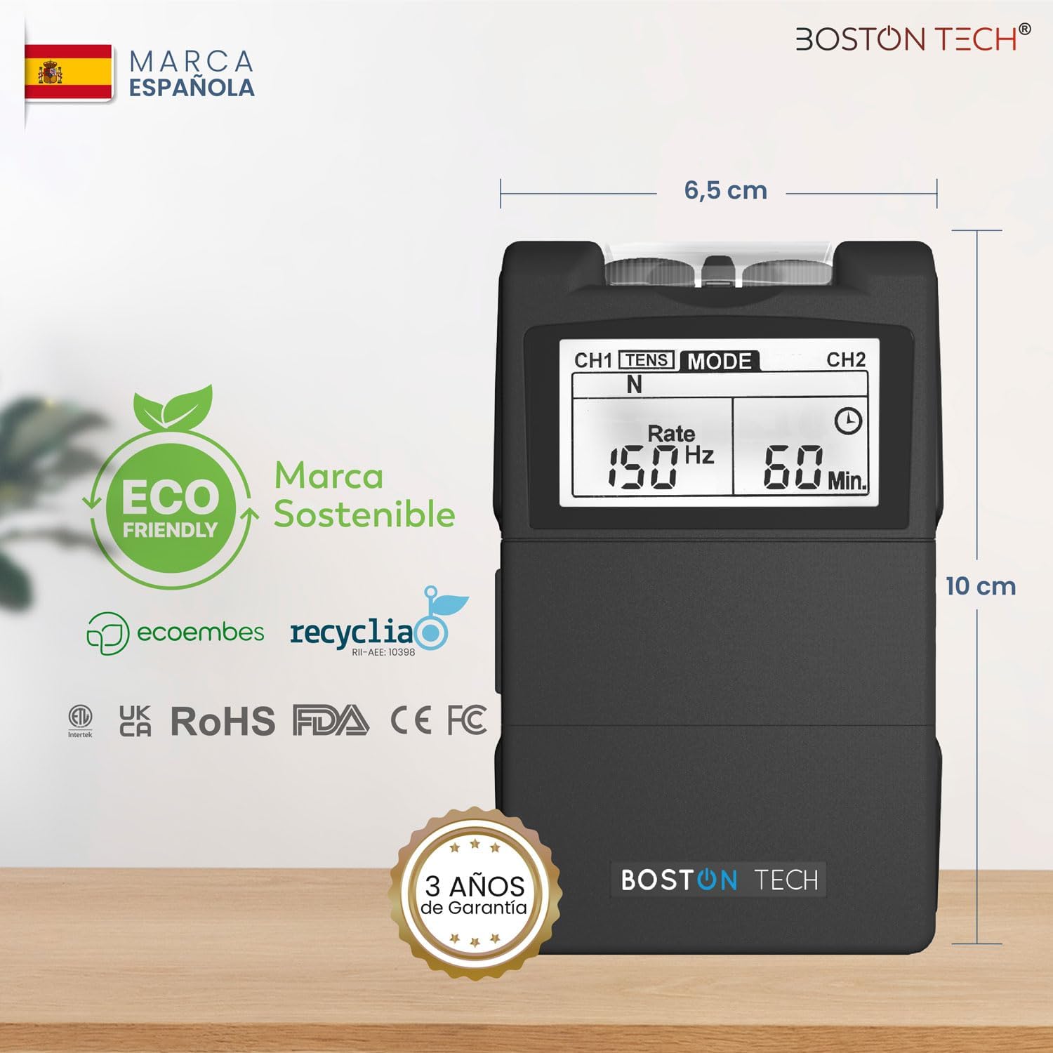 Boston Tech ME89 PRO device with cables connected to the top ports