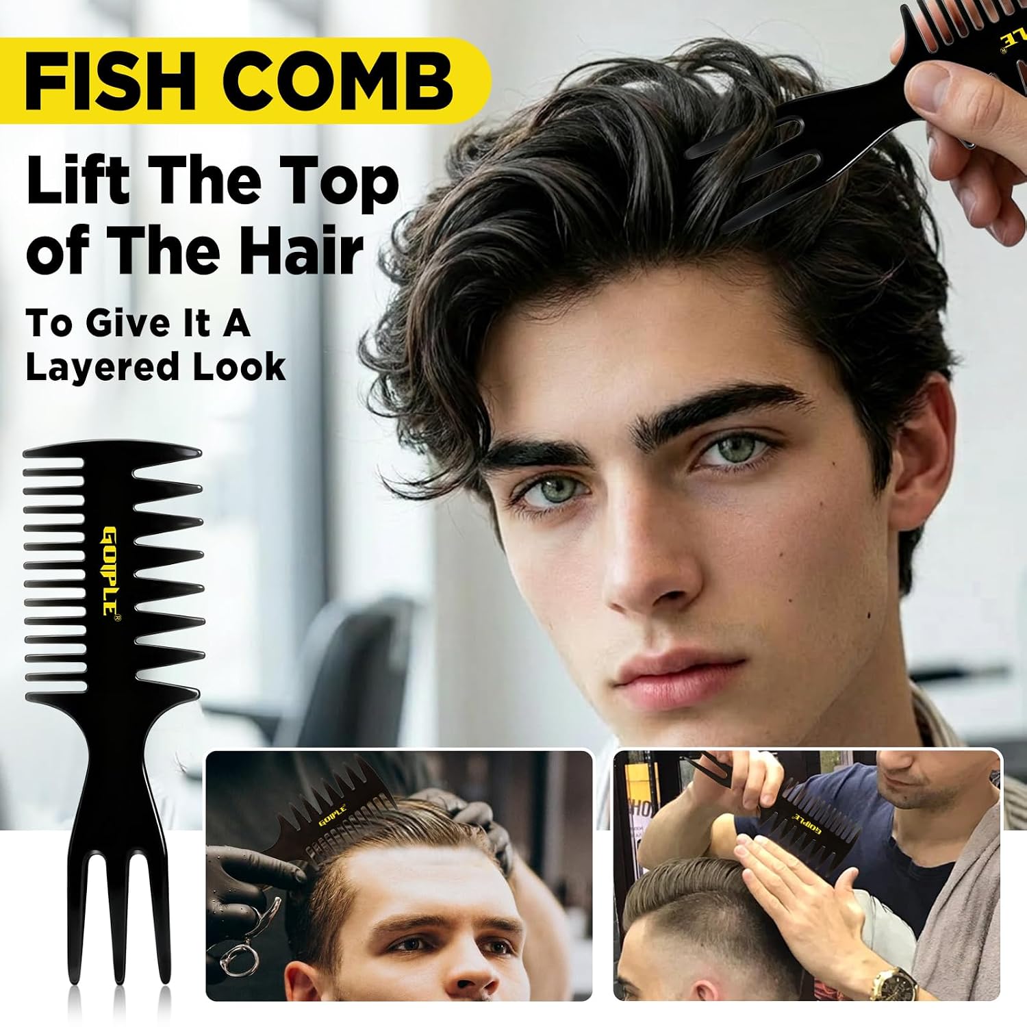 Goiple Hair Clay and Texture Comb Kit - Matte Finish Hair Clay for Men with Strong Hold & Dual-Teeth Volumizing Texture Comb Set, Hair Styling Tools for Adding Volume & Texture