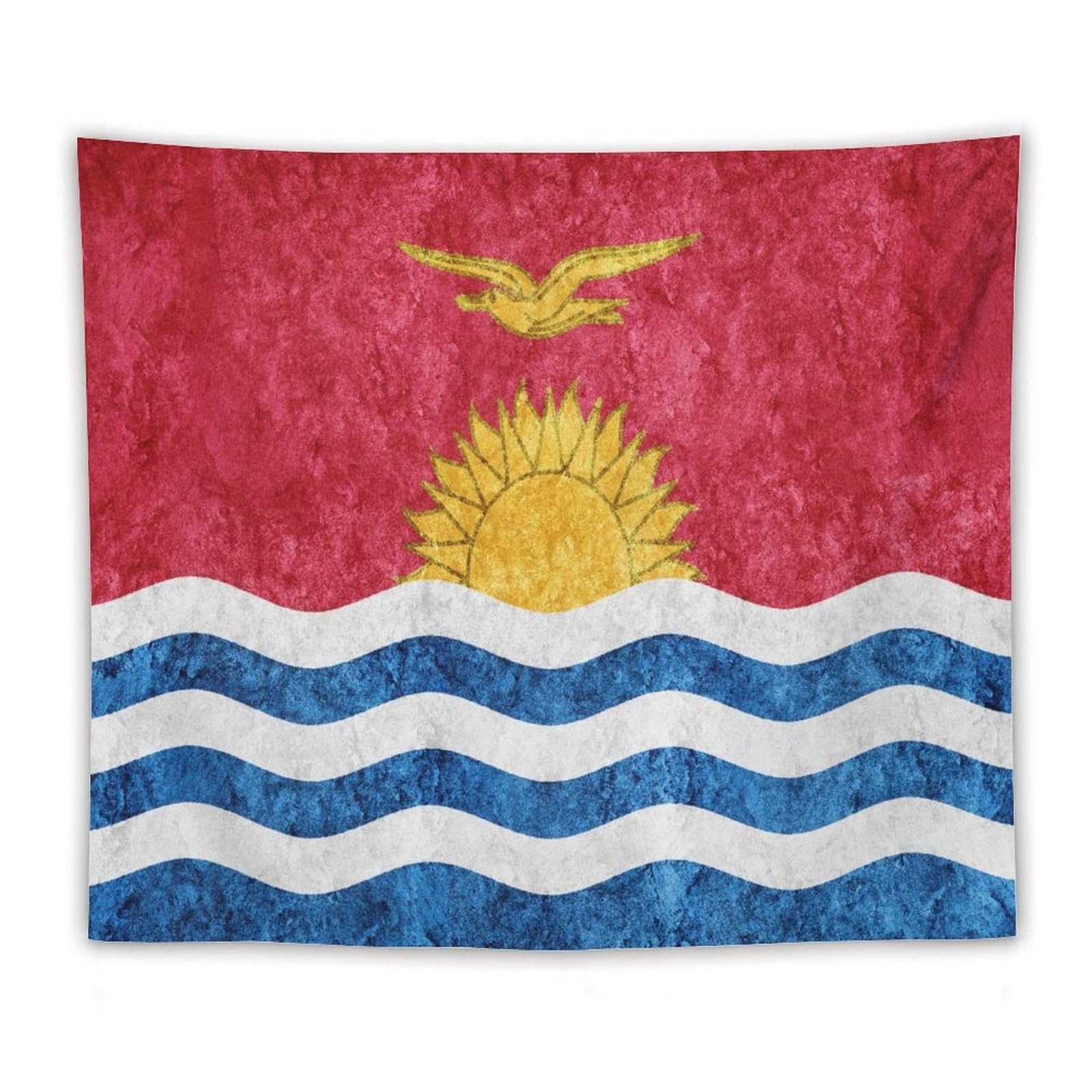 XingFox Kiribati Flag Textured Tapestry Wall Hanging, National Flag Art Wall Decoration Tapestry, For Bedroom Living Room Dorm Home Decoration, 50"x60"