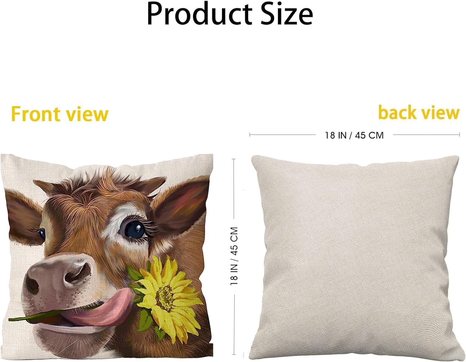 ZFENGYYUAN Highland Cow Cushion Cover Home Throw Pillow Case 45cm X 45cm Boho Home Decor Pillow Cover Gifts Sofa - Image 2