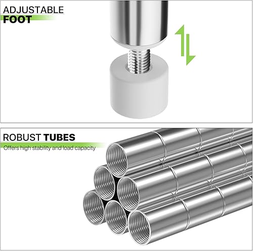 Miniatura 10 de Magshion Armario portátil independiente de 66 pulgadas, perchero ajustable con estantes, perchero de ropa resistente, color plateado