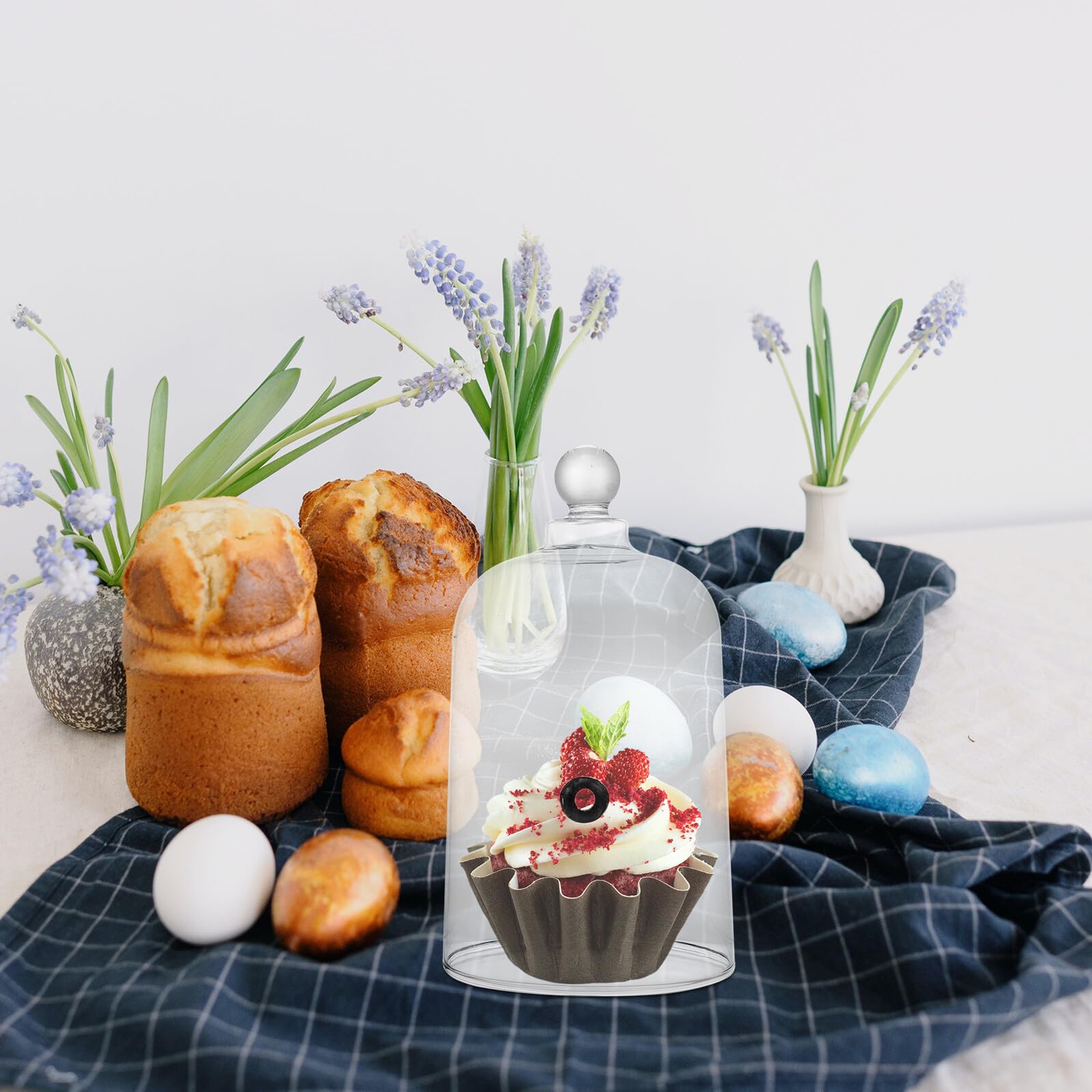 DOITOOL Glas abdeckhaube für Kuchen und Brot Hitzebeständig Langlebig Tragbar Lebensmittelecht Vielseitiger Food Cover für Backzubehör Dessert und Snacks für Küche und Party