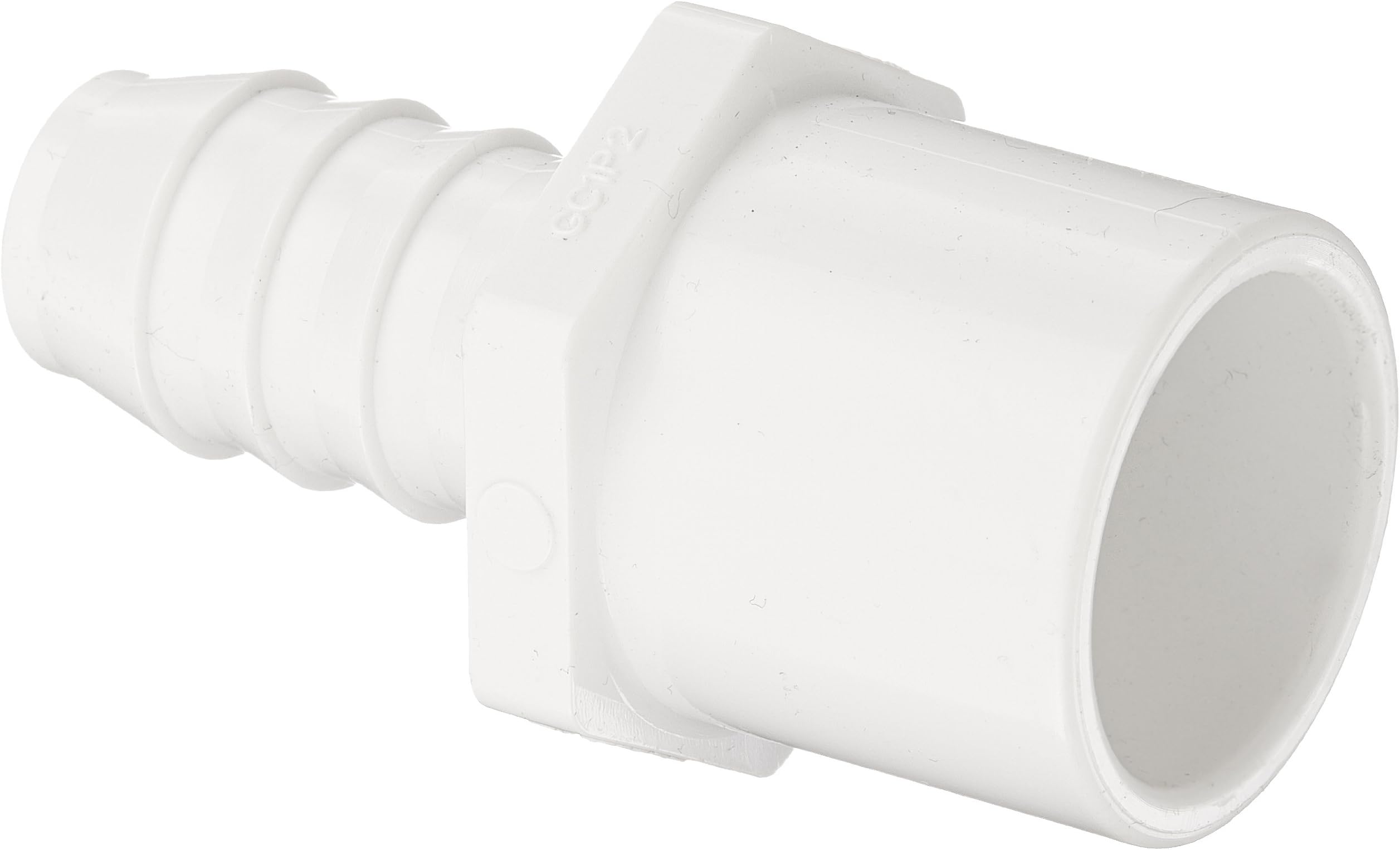 Spears 460-N Series PVC Pipe Fitting, Nesting Adapter, Schedule 40, White, 3/4" Barbed x 1" Spigot x 3/4" Socket