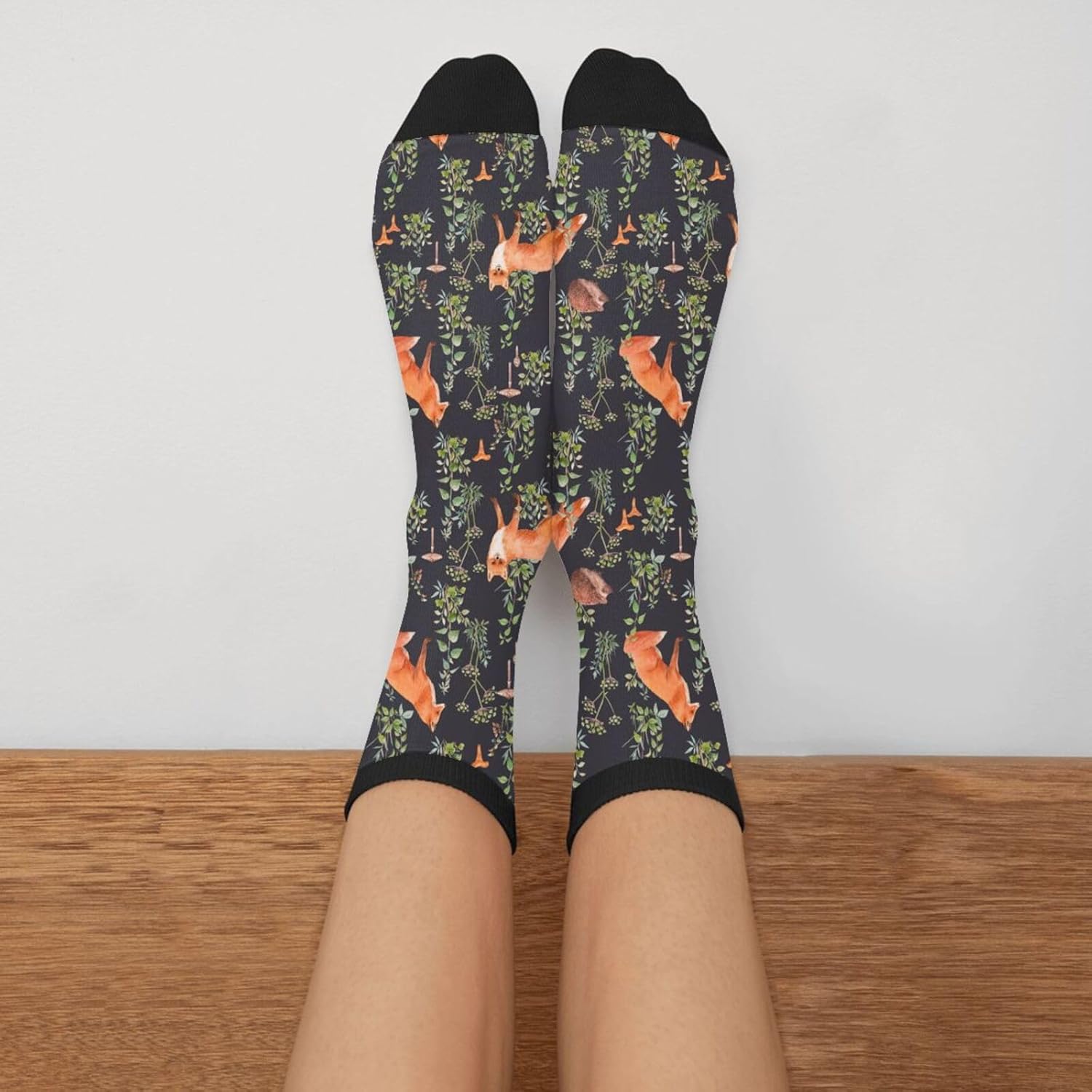 Forest Plants Fox Novelty Crew Socks Casual Crazy Funny Dress Socks For Women Men Teens Gift - Image 3